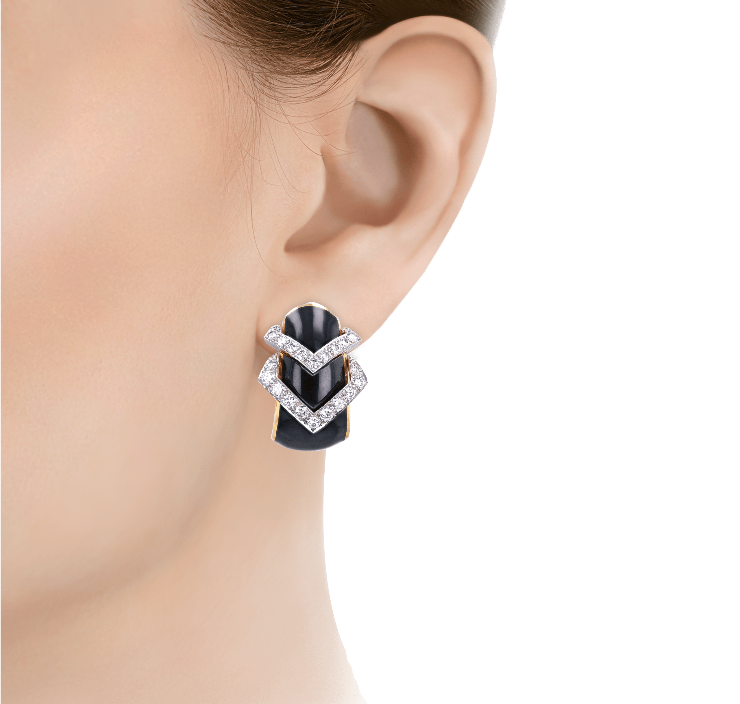 David Webb Enamel and Diamond Earrings