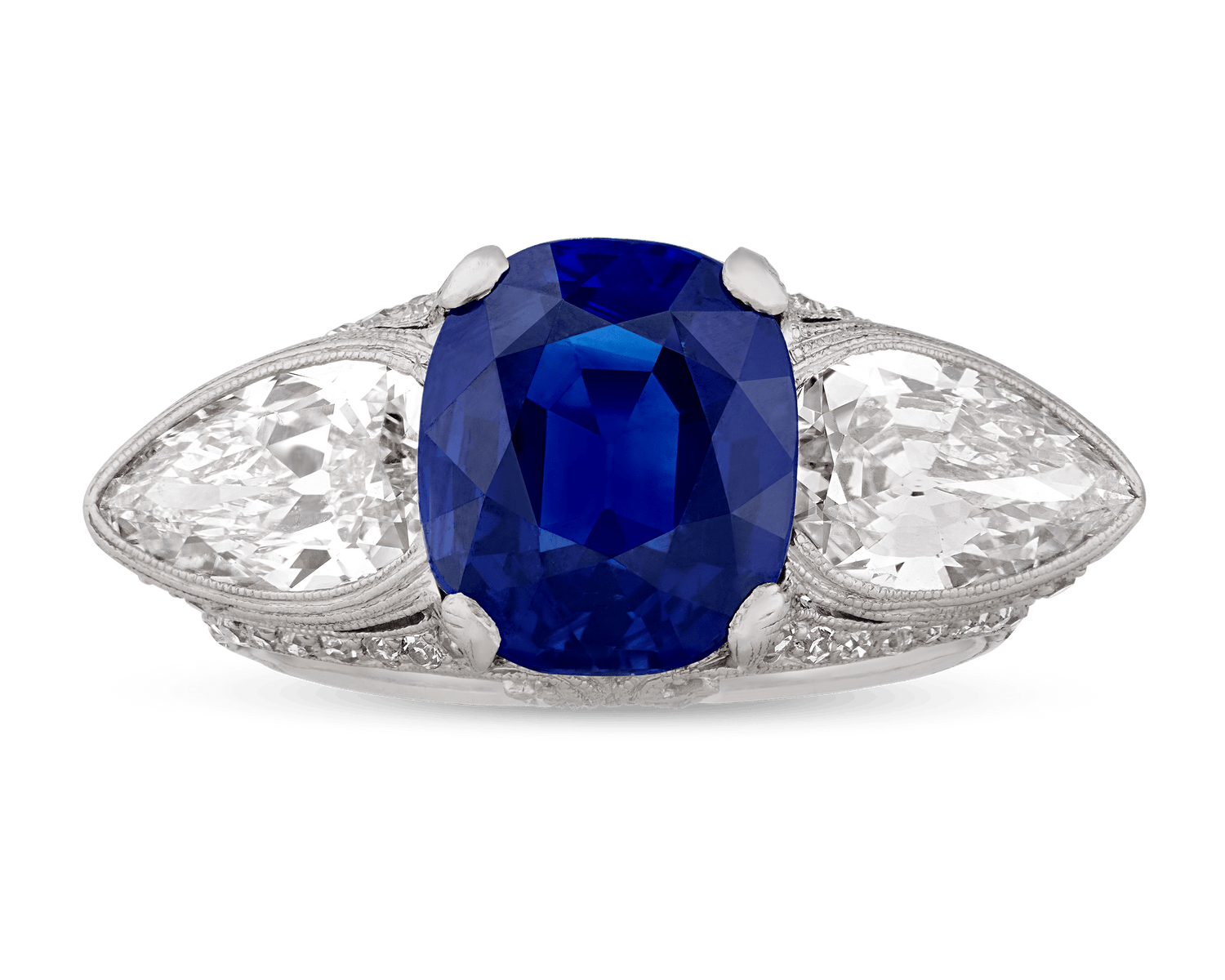Art Deco Untreated Sapphire Ring, 5.10 Carats