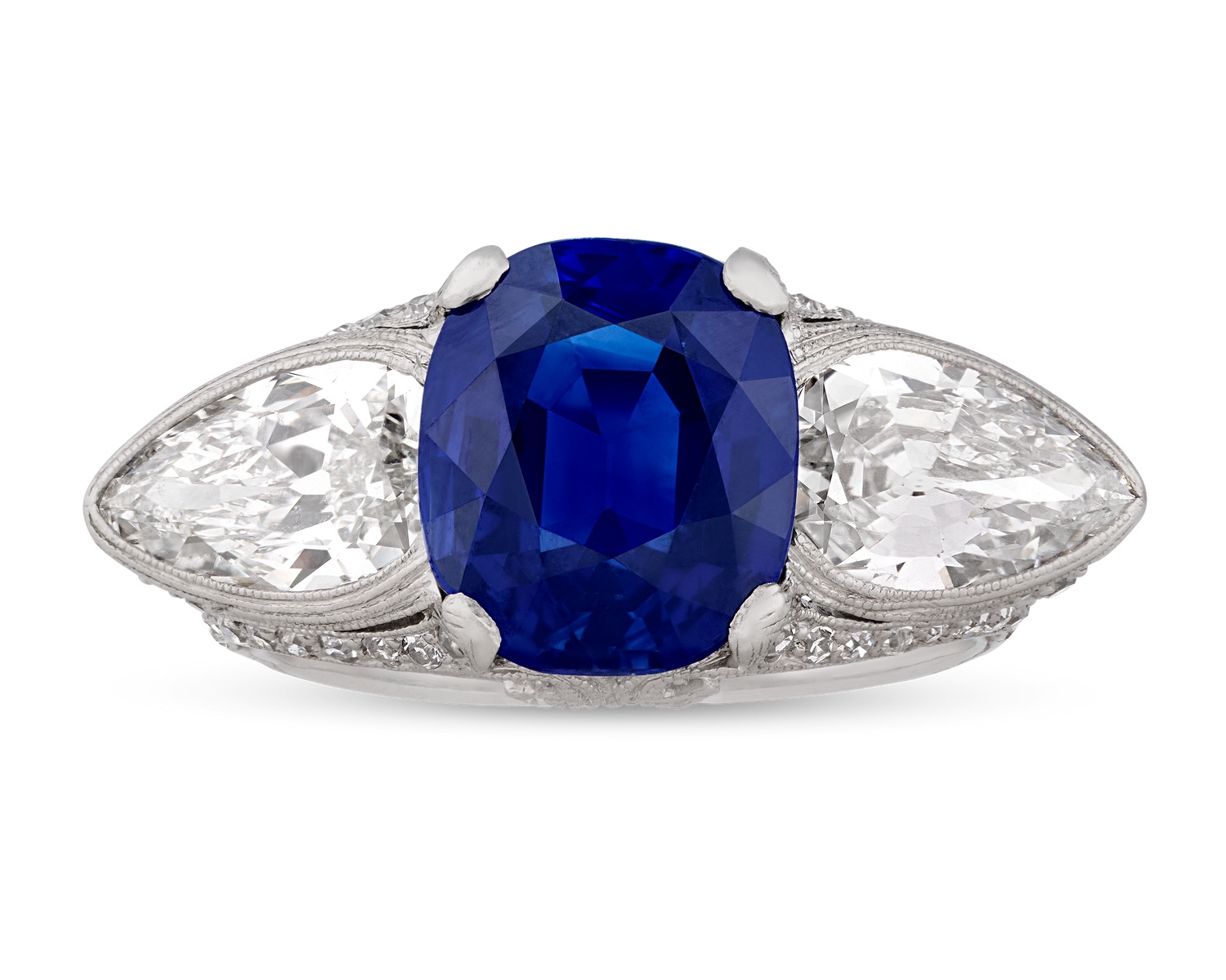 Art Deco Untreated Sapphire Ring, 5.10 Carats