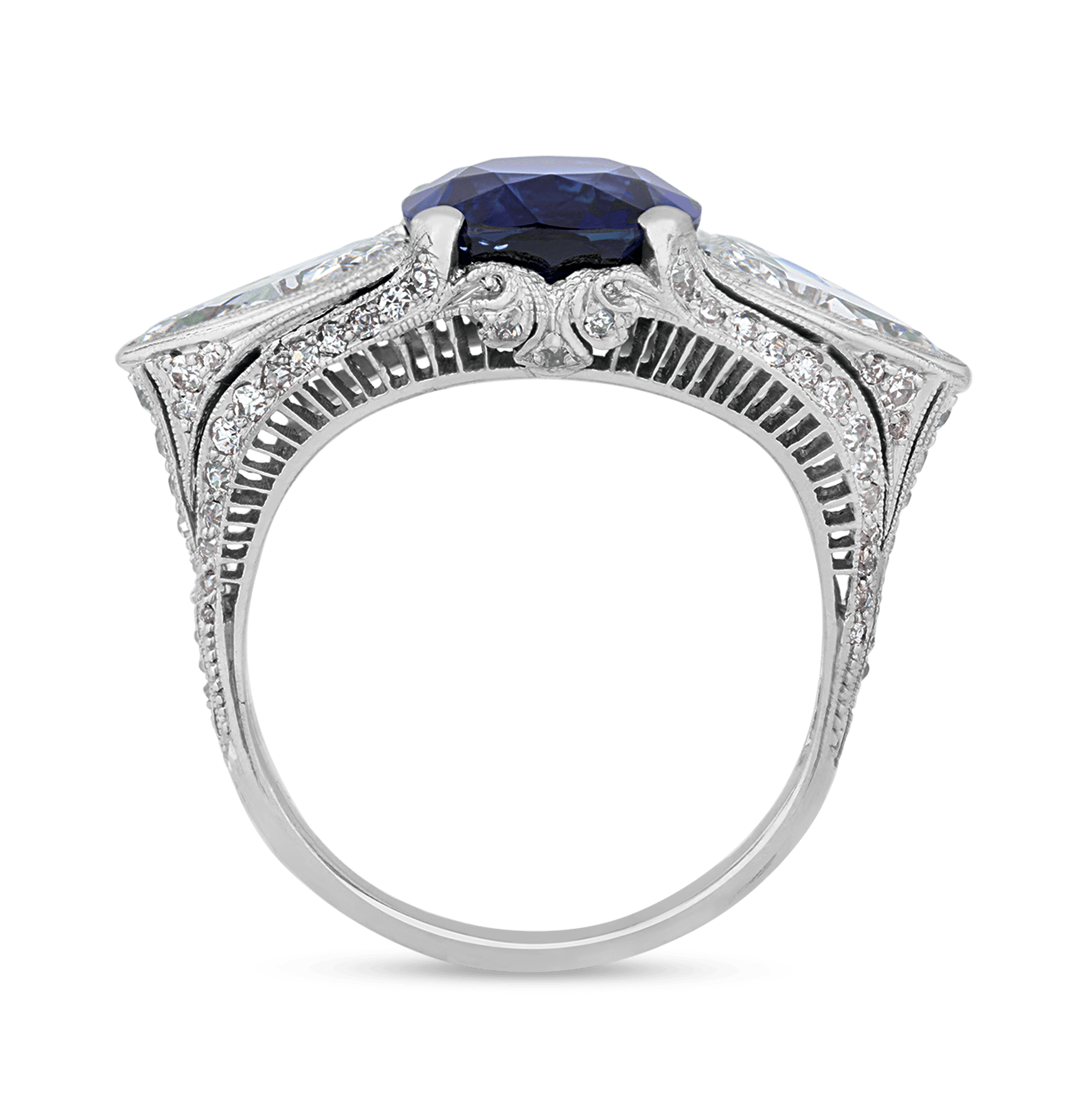 Art Deco Untreated Sapphire Ring, 5.10 Carats