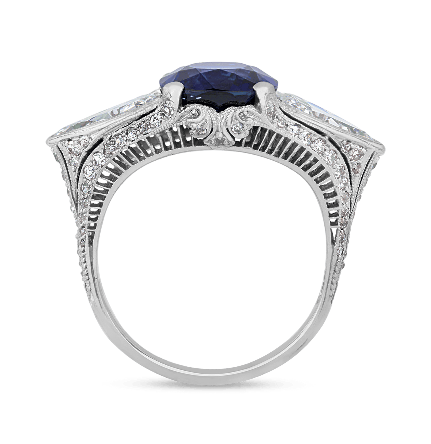 Art Deco Untreated Sapphire Ring, 5.10 Carats