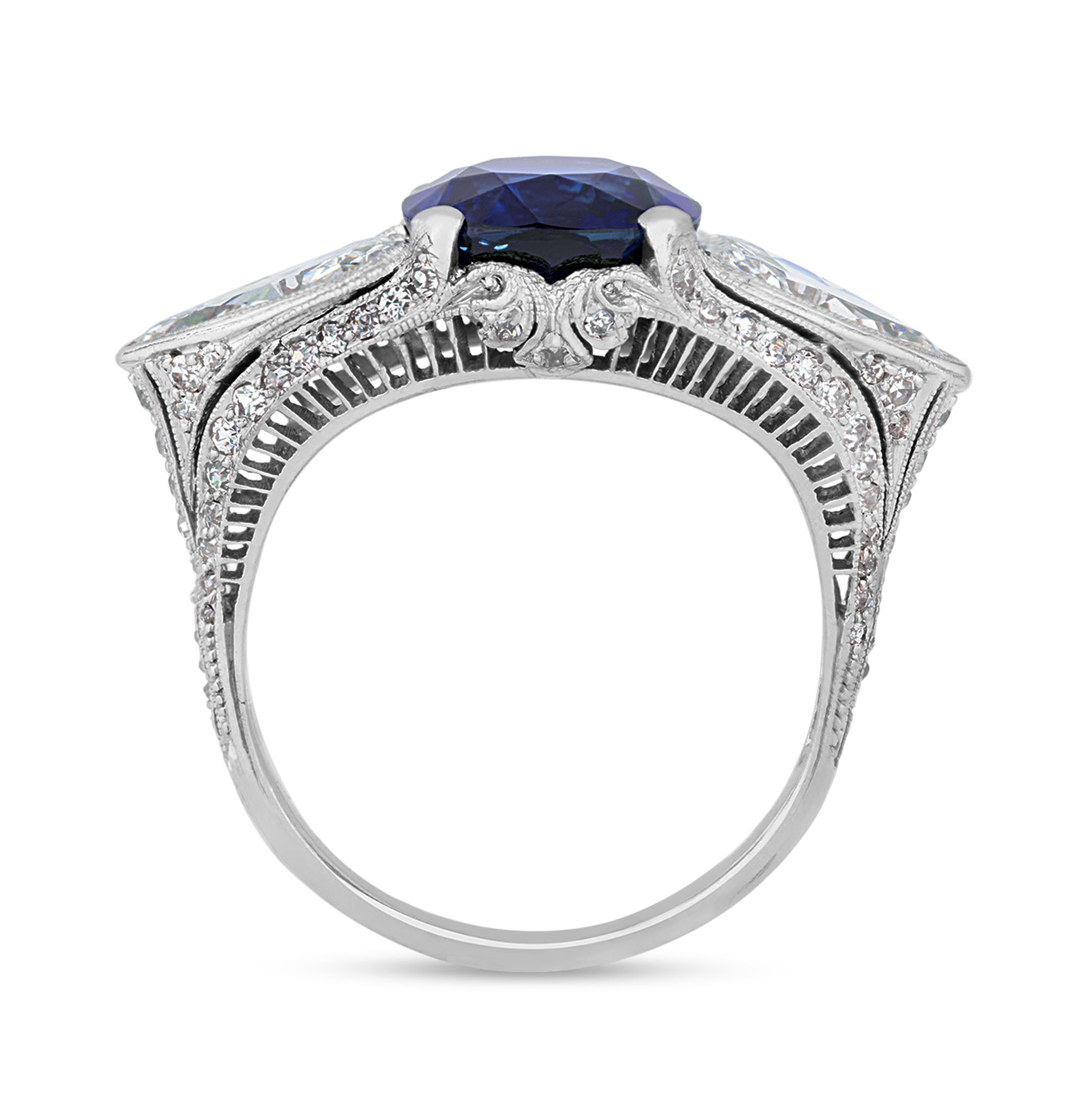 Art Deco Untreated Sapphire Ring, 5.10 Carats