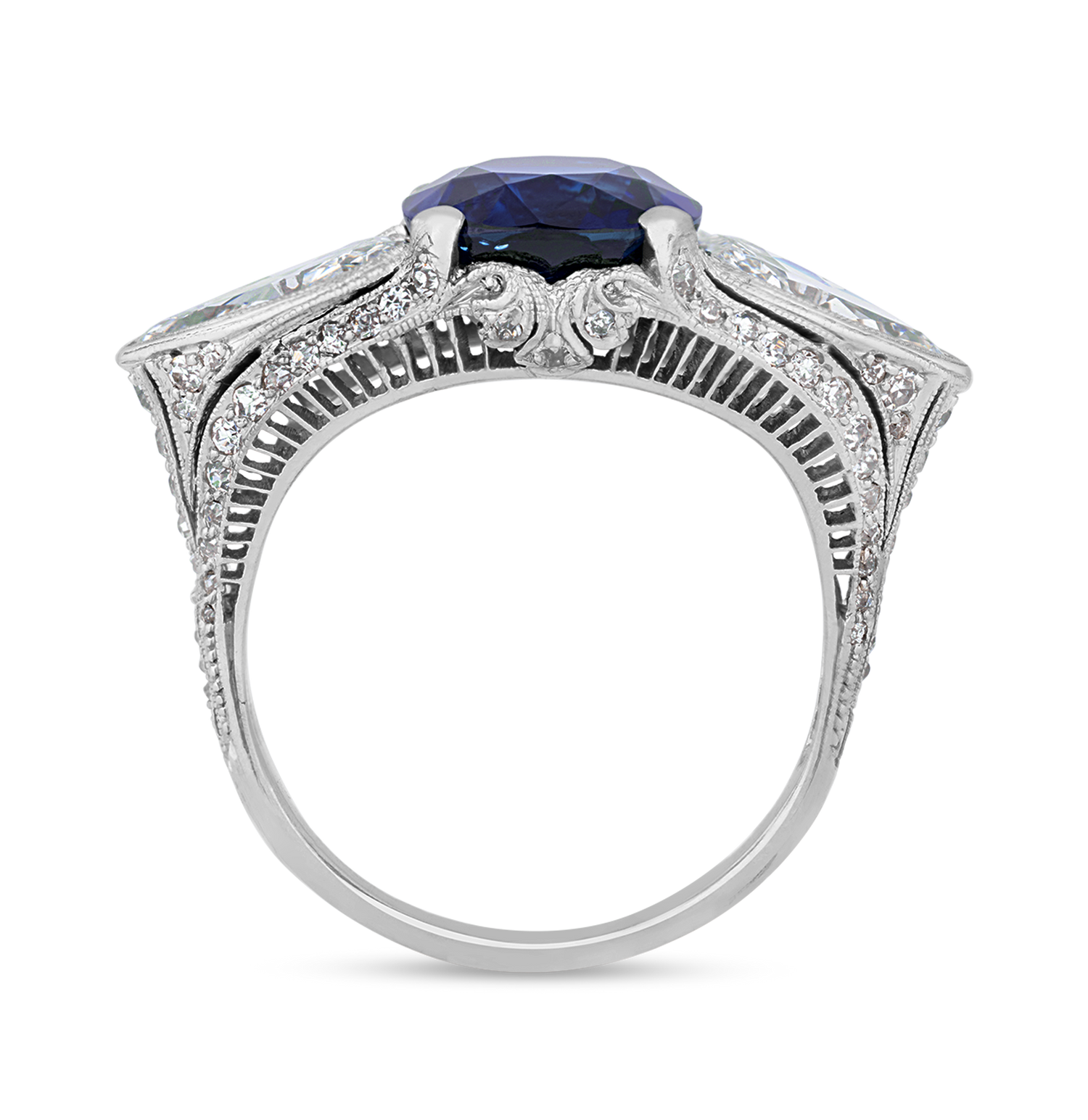 Art Deco Untreated Sapphire Ring, 5.10 Carats