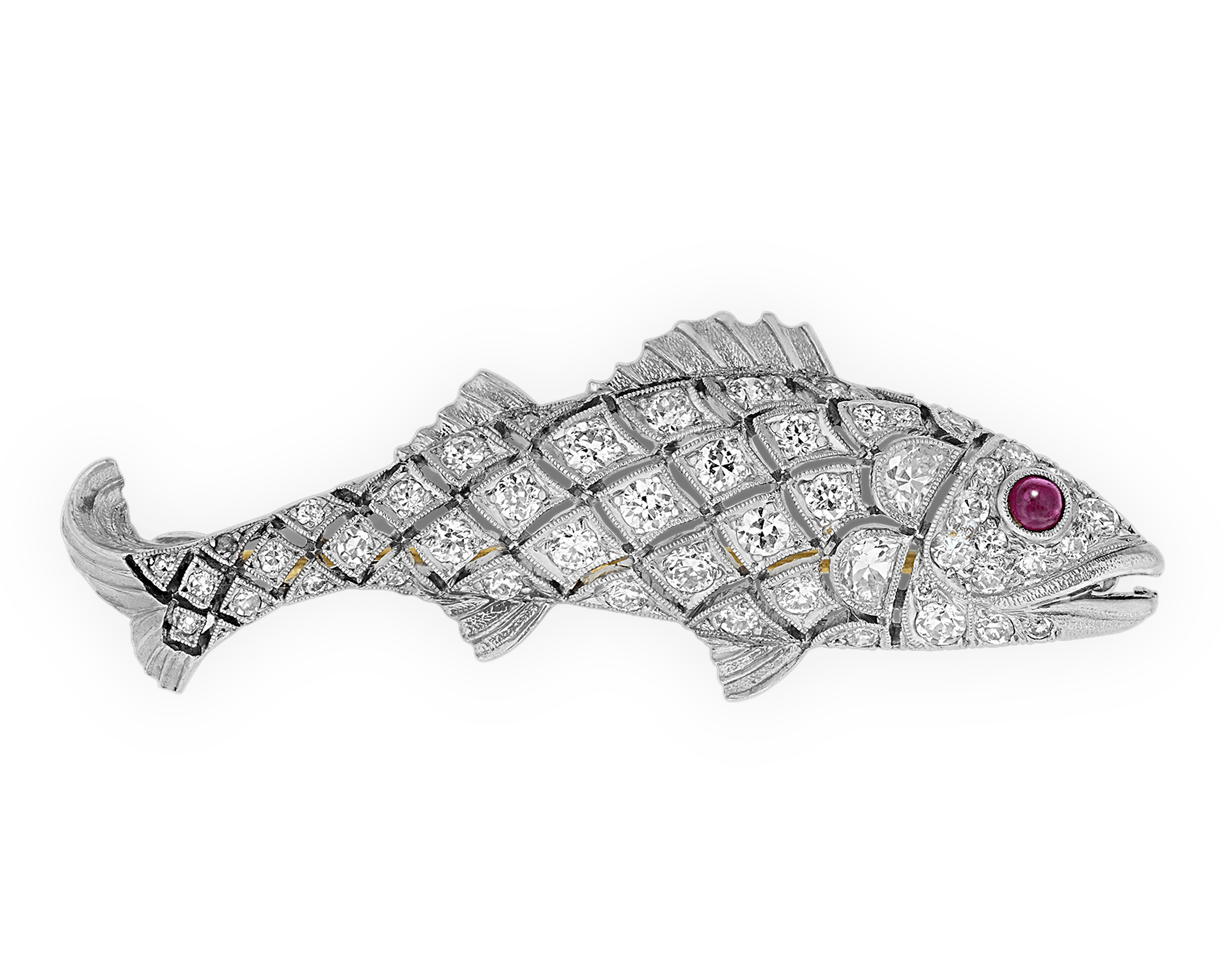 Tiffany & Co. Diamond Fish Brooch, 1.30 Carats