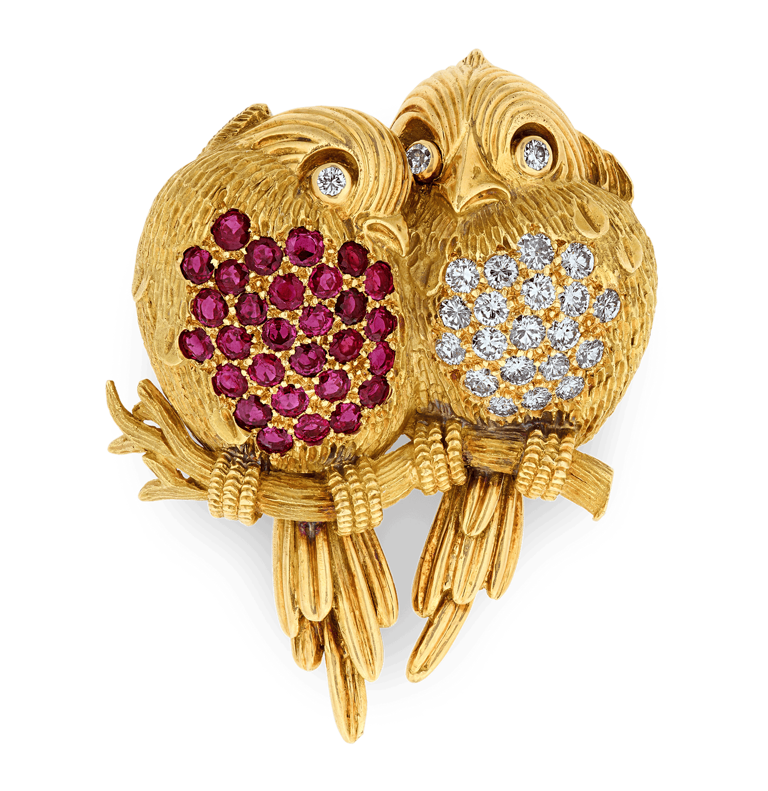 Tiffany & Co. Ruby and Diamond Lovebirds Brooch