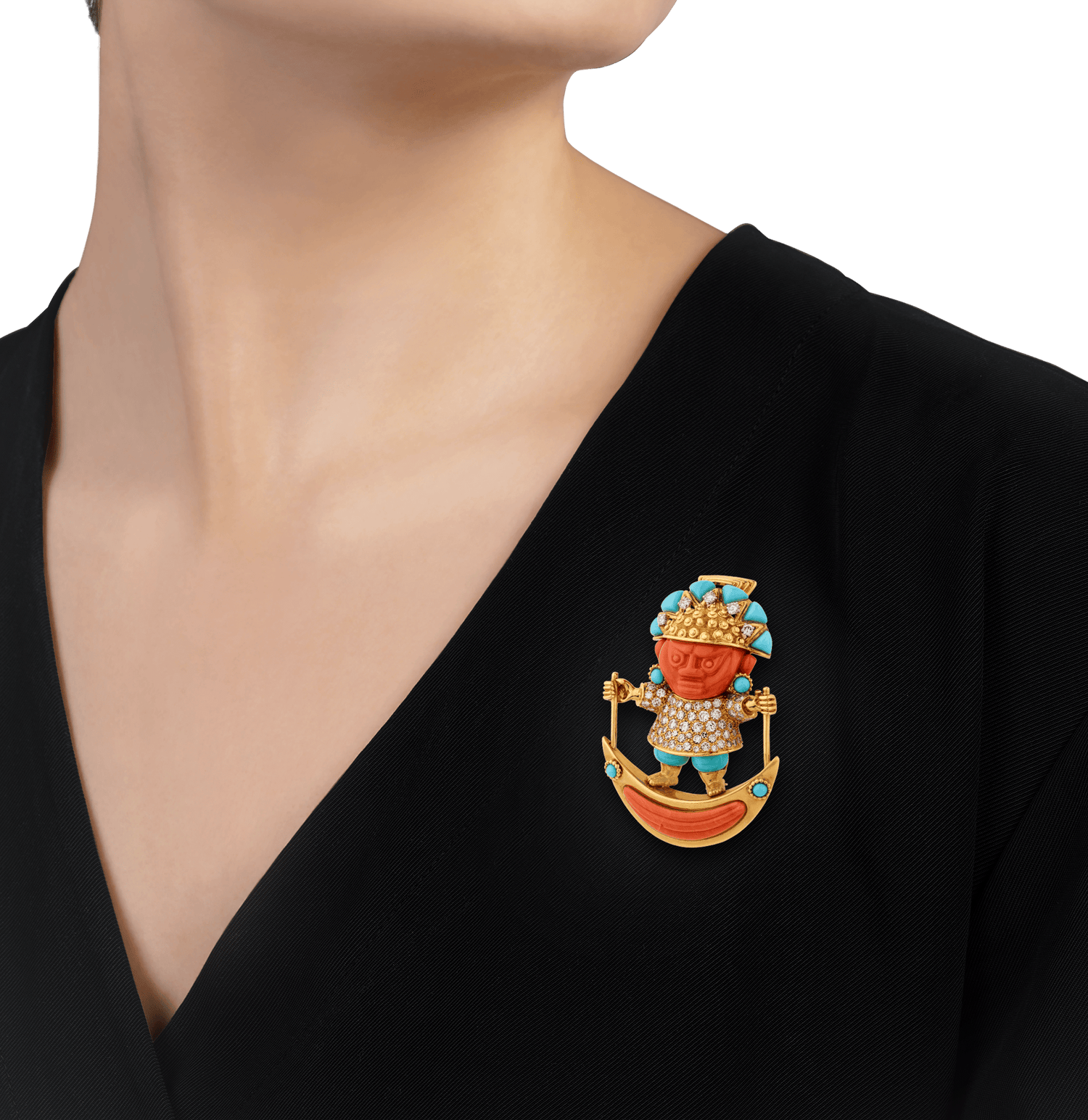 Tiffany & Co. Coral and Turquoise Peruvian Brooch by Donald Claflin