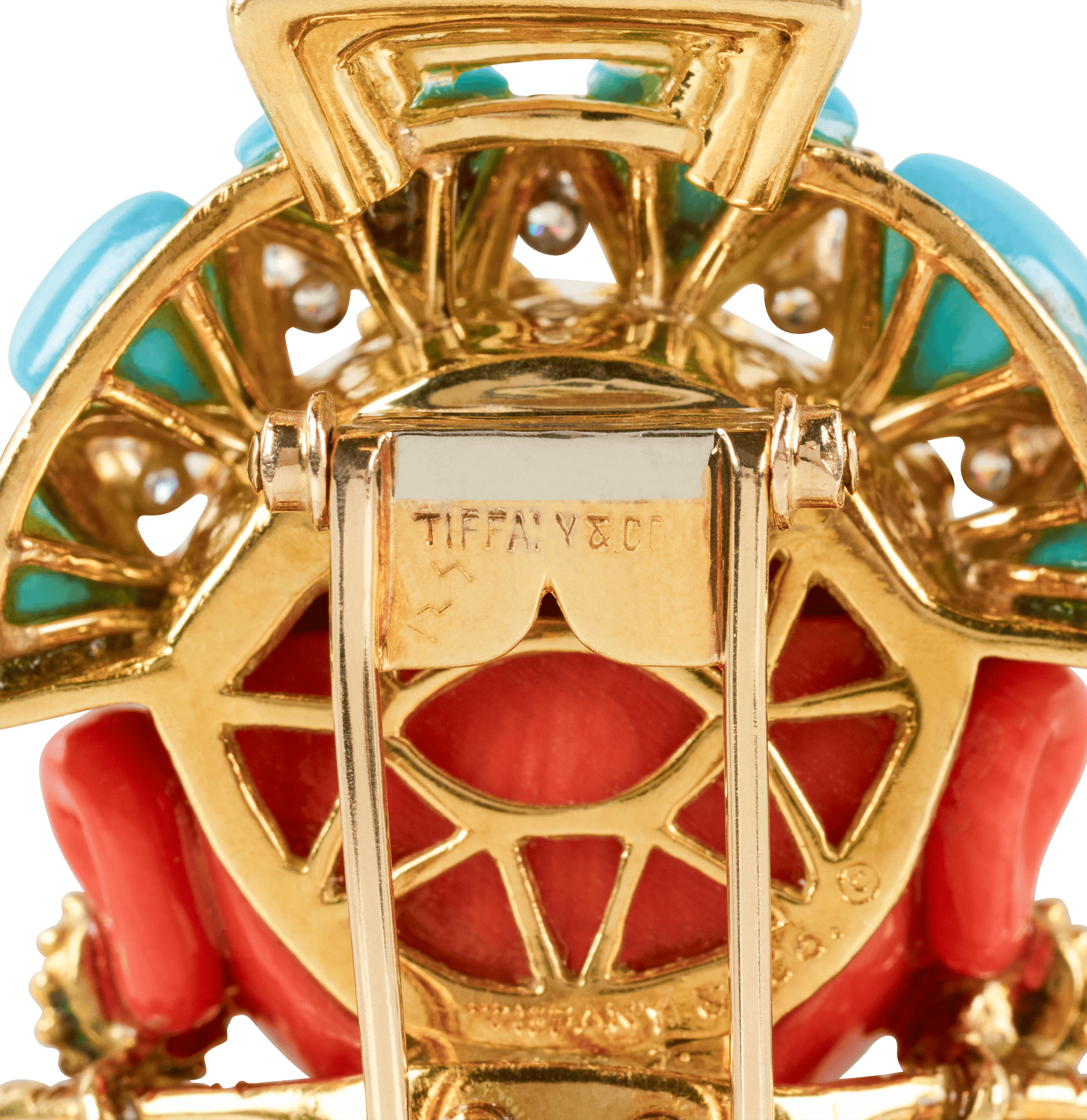 Tiffany & Co. Coral and Turquoise Peruvian Brooch by Donald Claflin