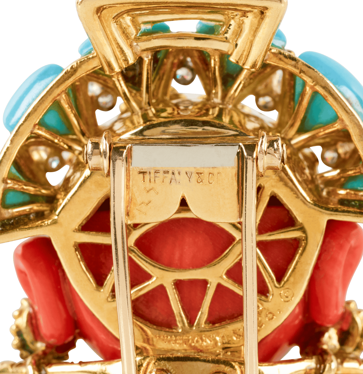 Tiffany & Co. Coral and Turquoise Peruvian Brooch by Donald Claflin