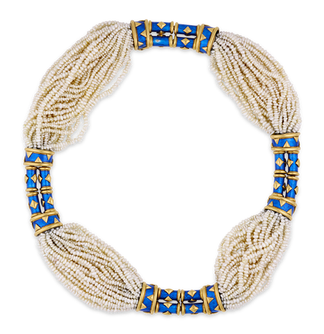 Tiffany & Co. Seed Pearl and Enamel Necklace by Jean Schlumberger