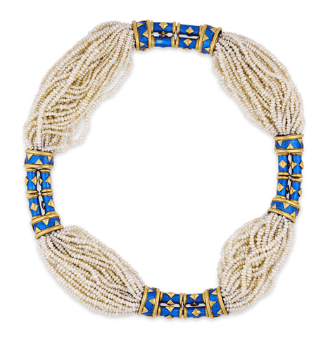 Tiffany & Co. Seed Pearl and Enamel Necklace by Jean Schlumberger