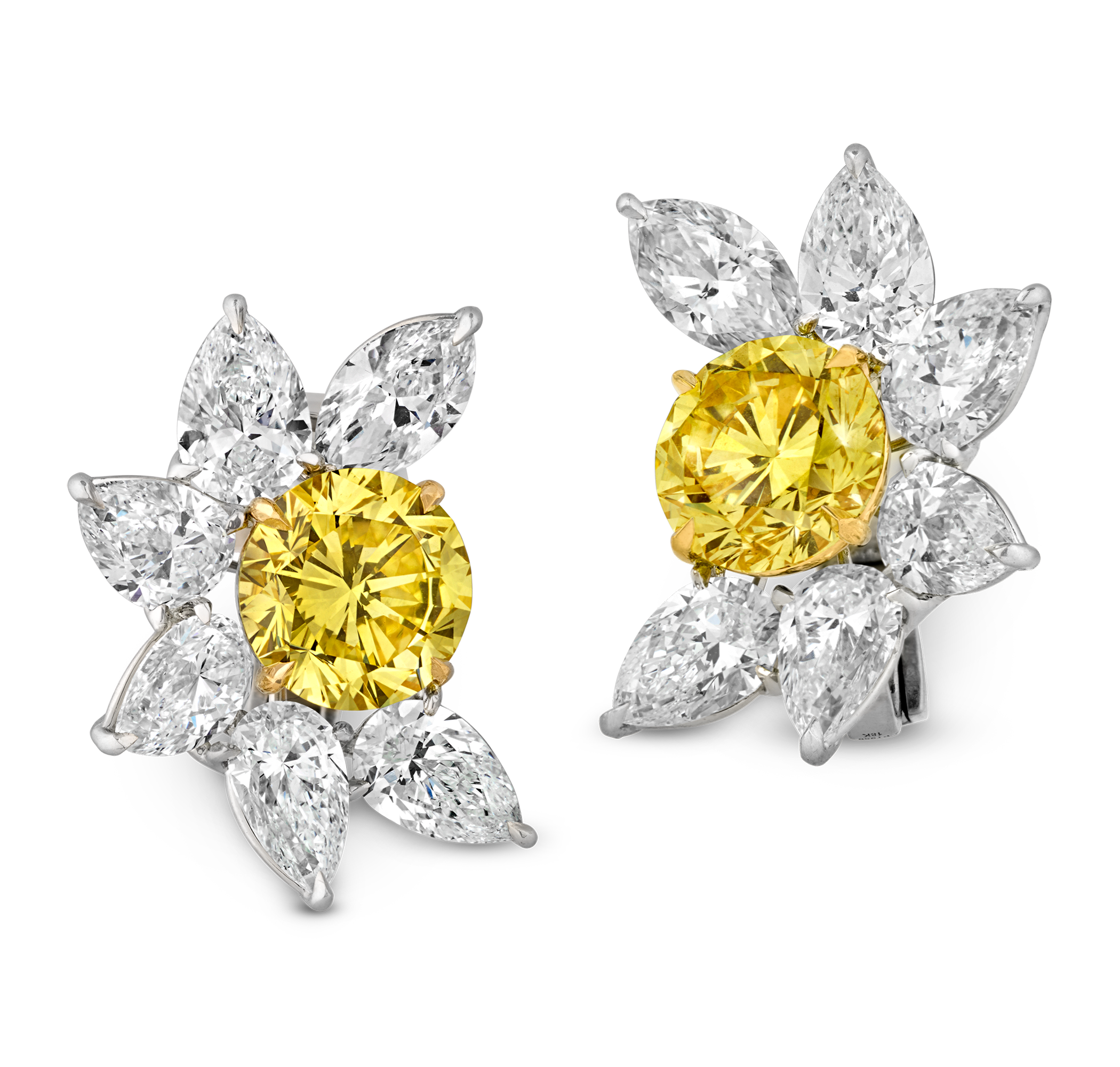 Fancy Vivid Yellow Diamond Earrings, 5.69 Carats