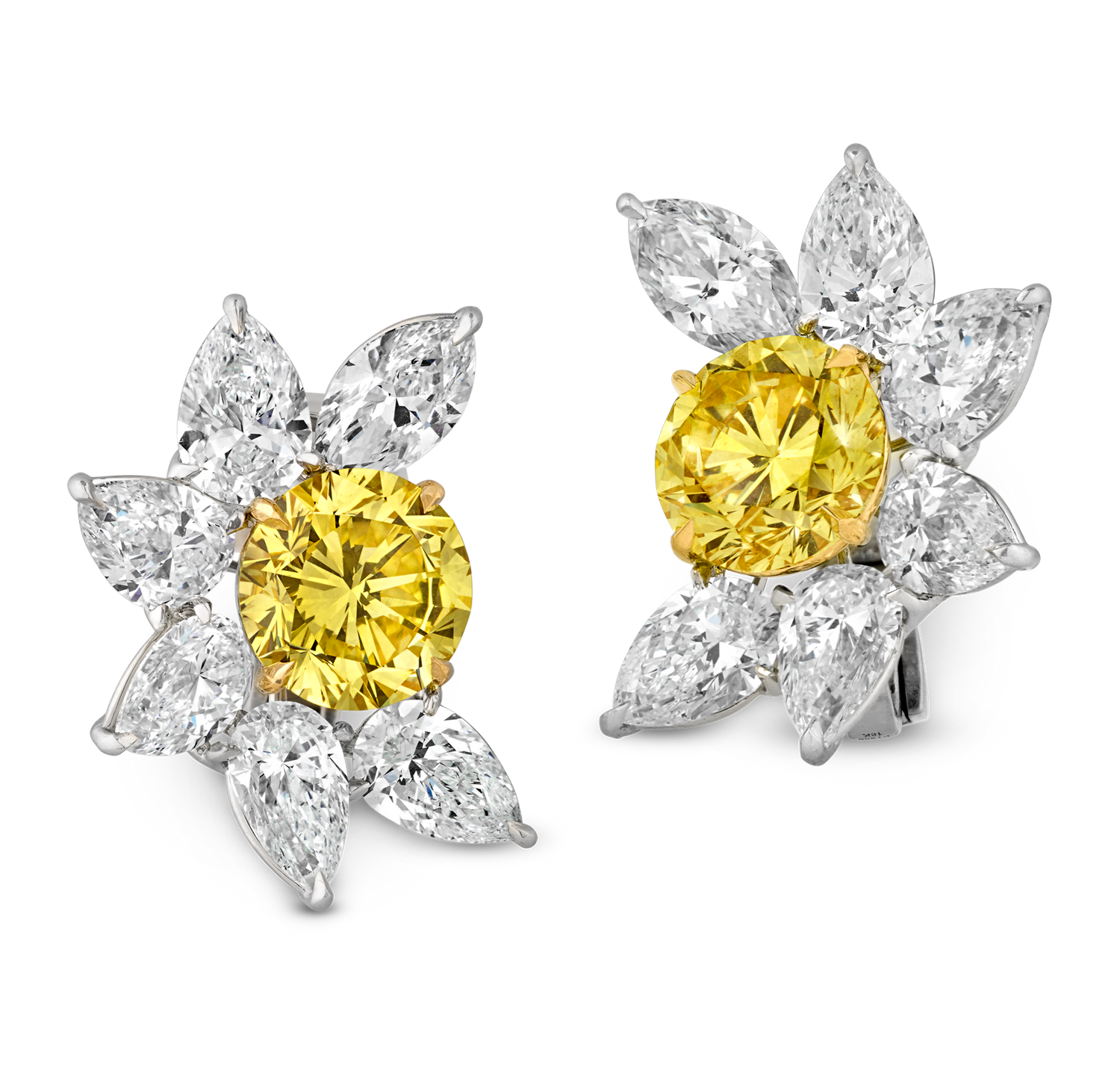 Fancy Vivid Yellow Diamond Earrings, 5.69 Carats