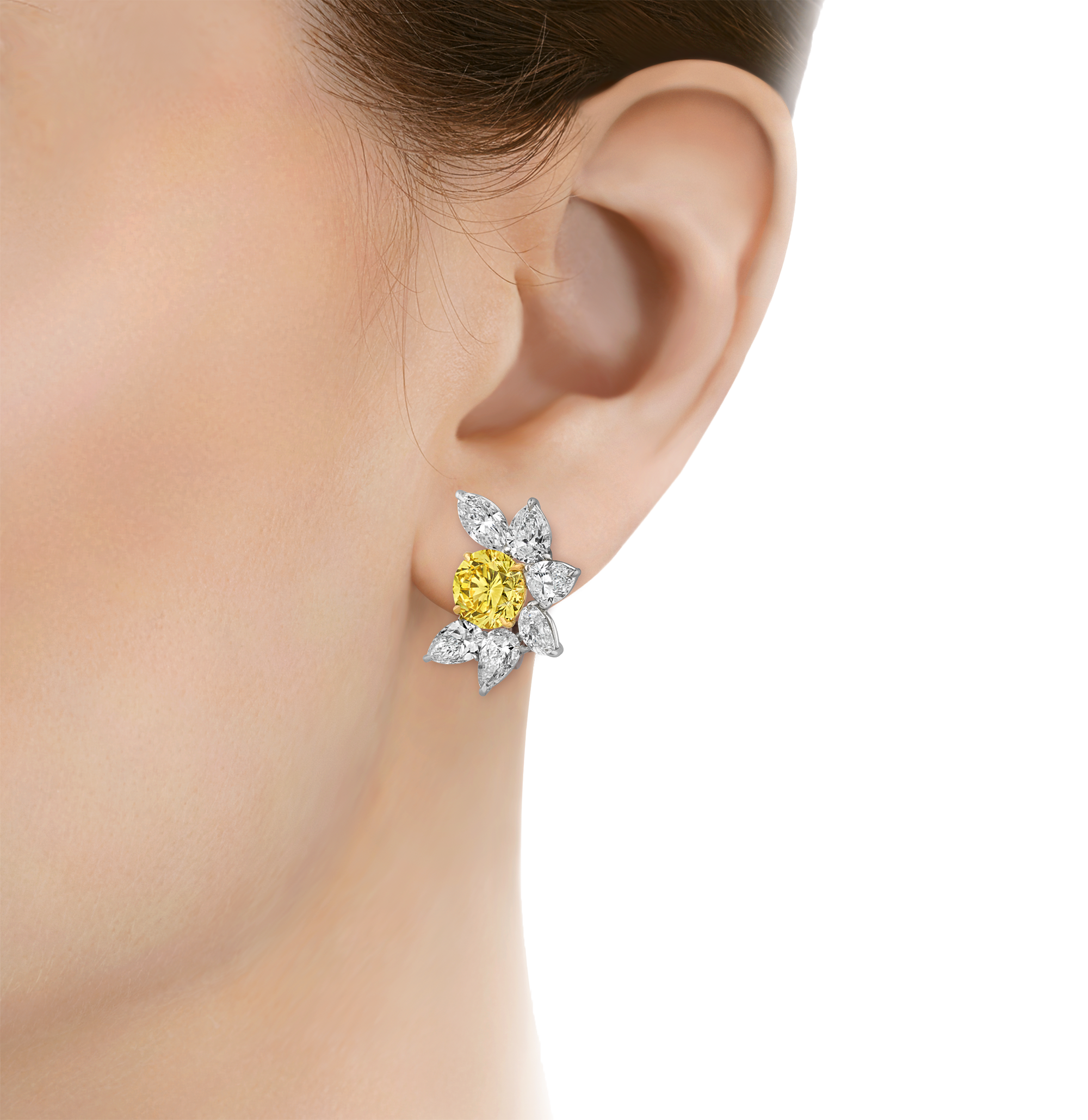 Fancy Vivid Yellow Diamond Earrings, 5.69 Carats