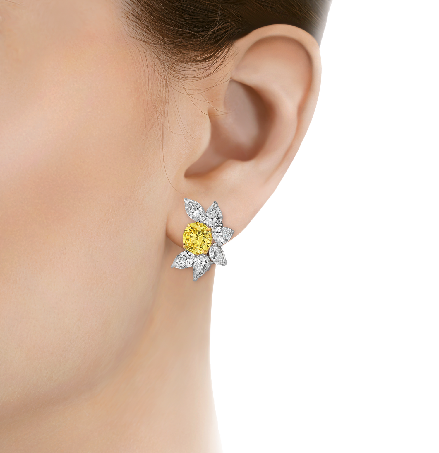 Fancy Vivid Yellow Diamond Earrings, 5.69 Carats
