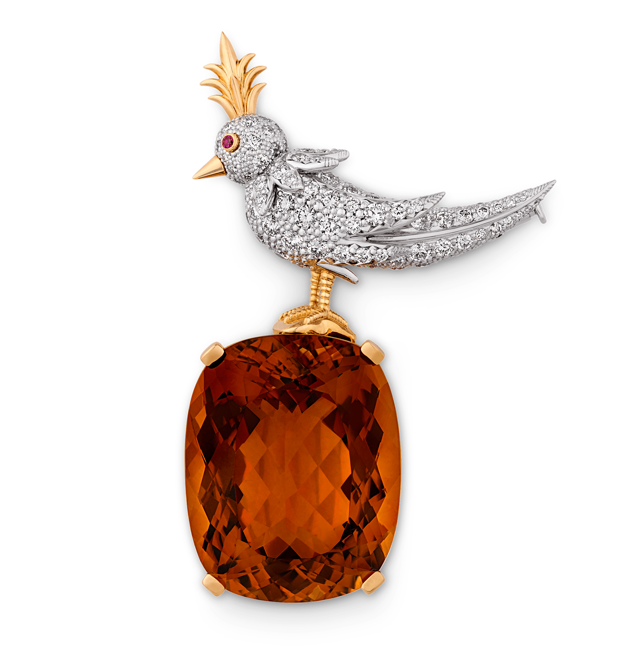 Tiffany & Co. Citrine Bird on a Rock Brooch, 63.00 Carats