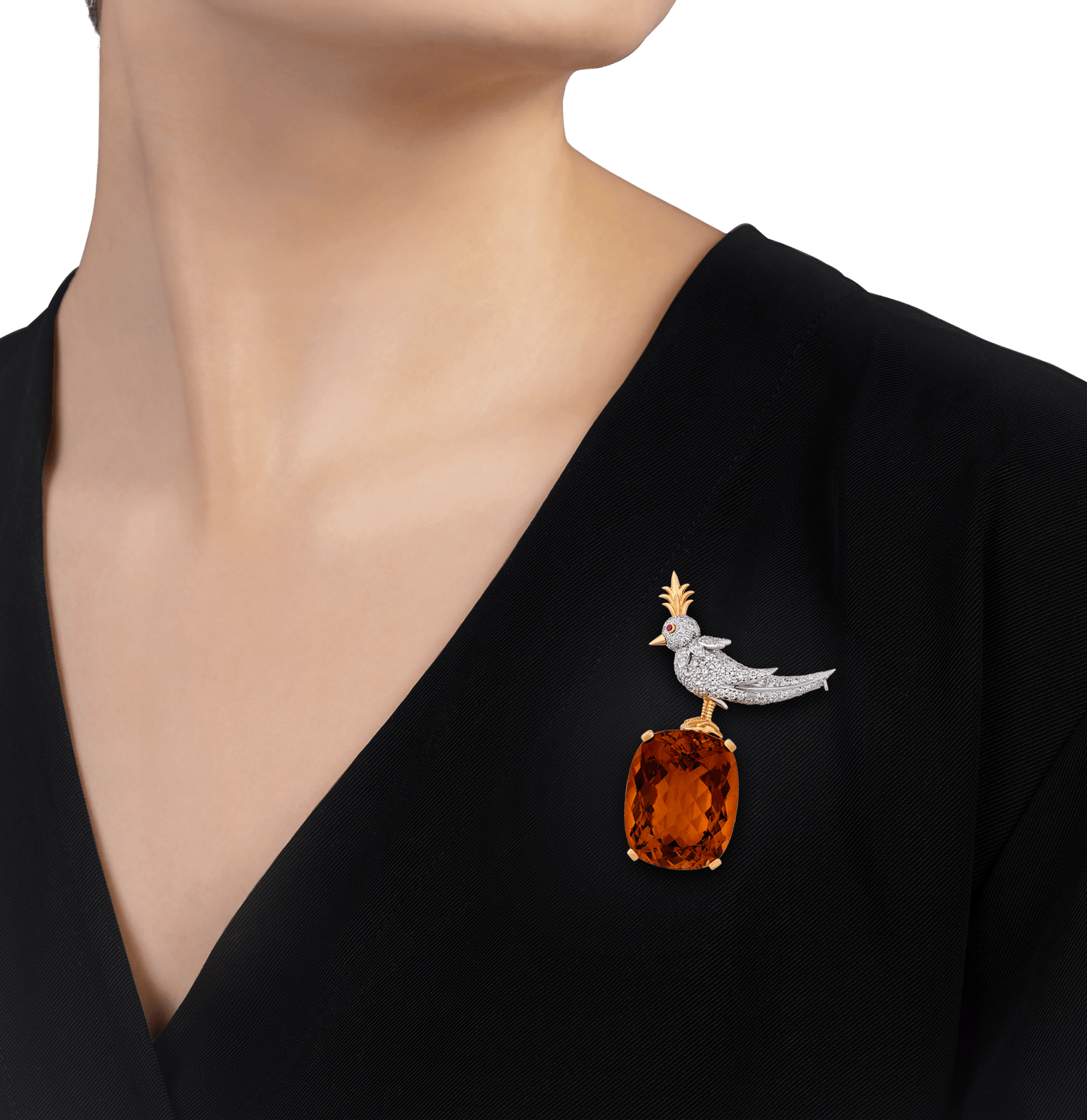 Tiffany & Co. Citrine Bird on a Rock Brooch, 63.00 Carats
