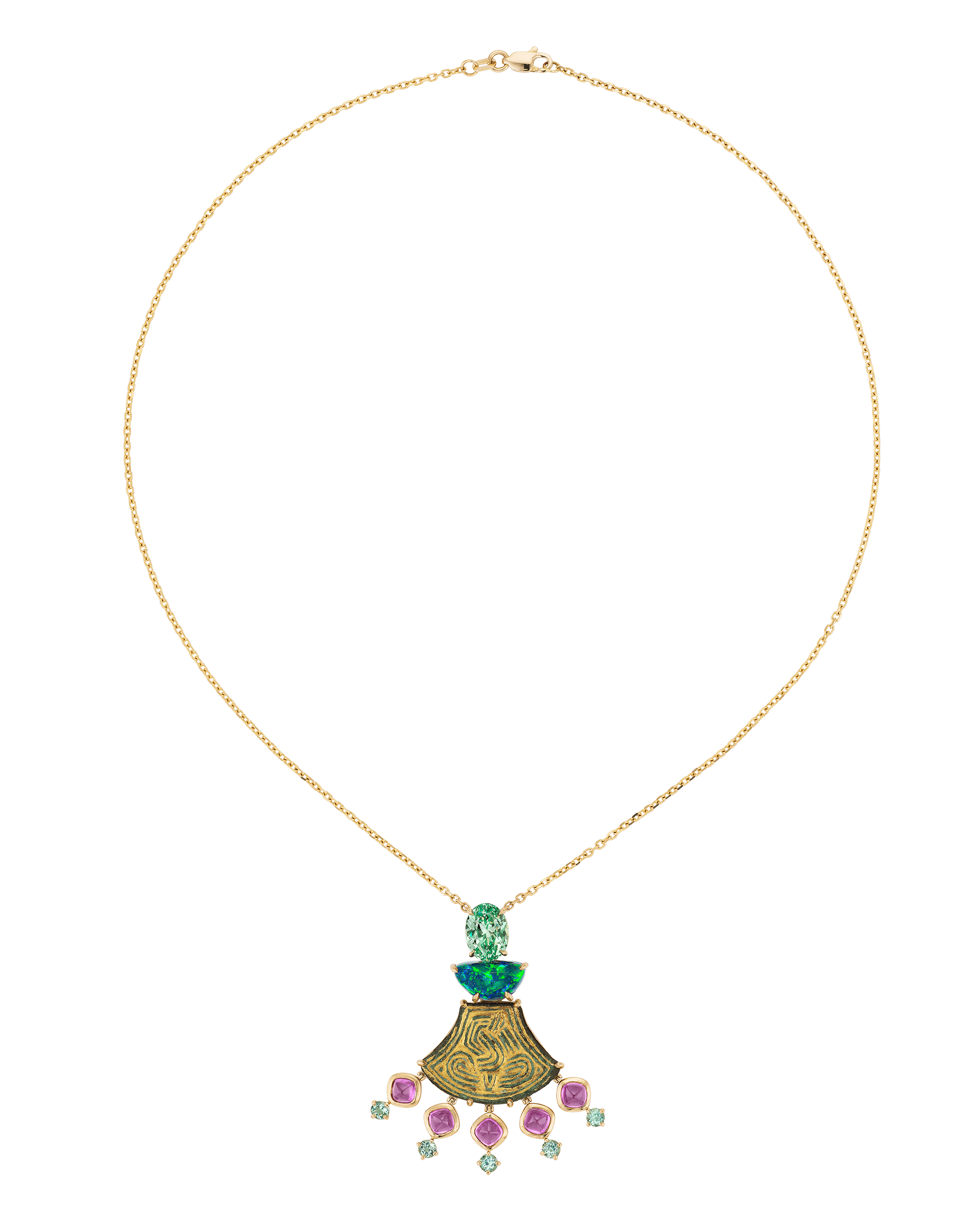 Rebecca Rau Green Flame Necklace