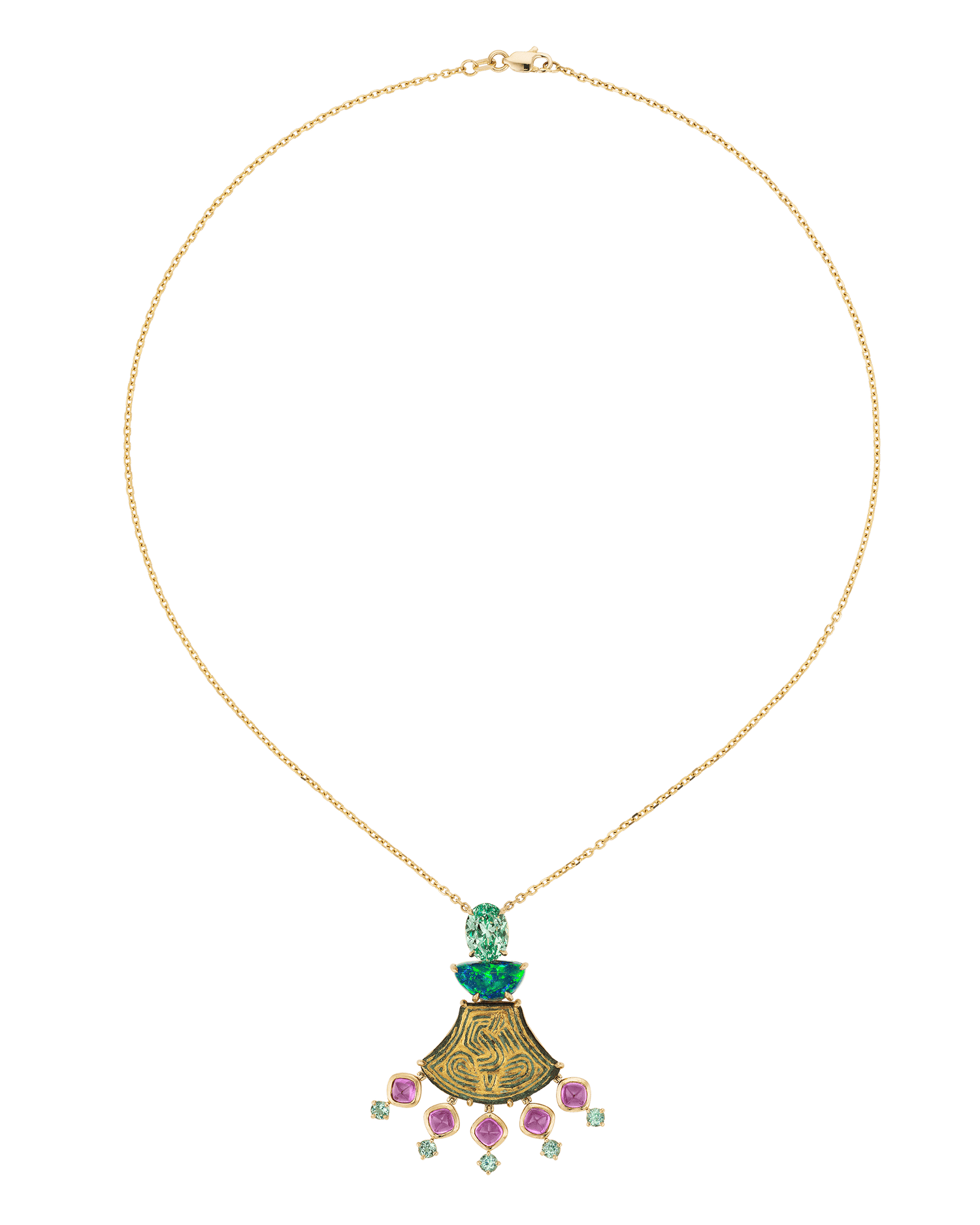 Rebecca Rau Green Flame Necklace