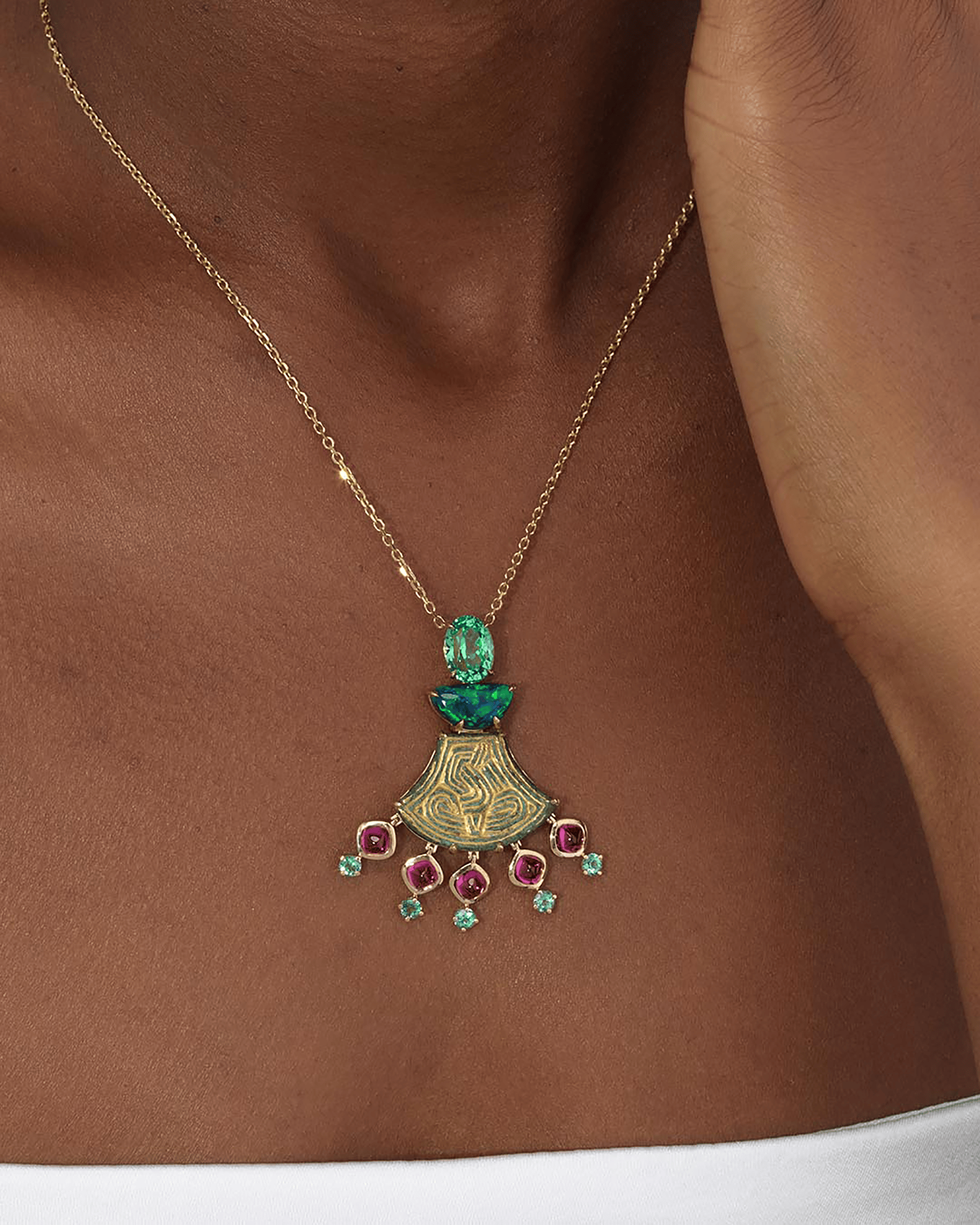 Rebecca Rau Green Flame Necklace