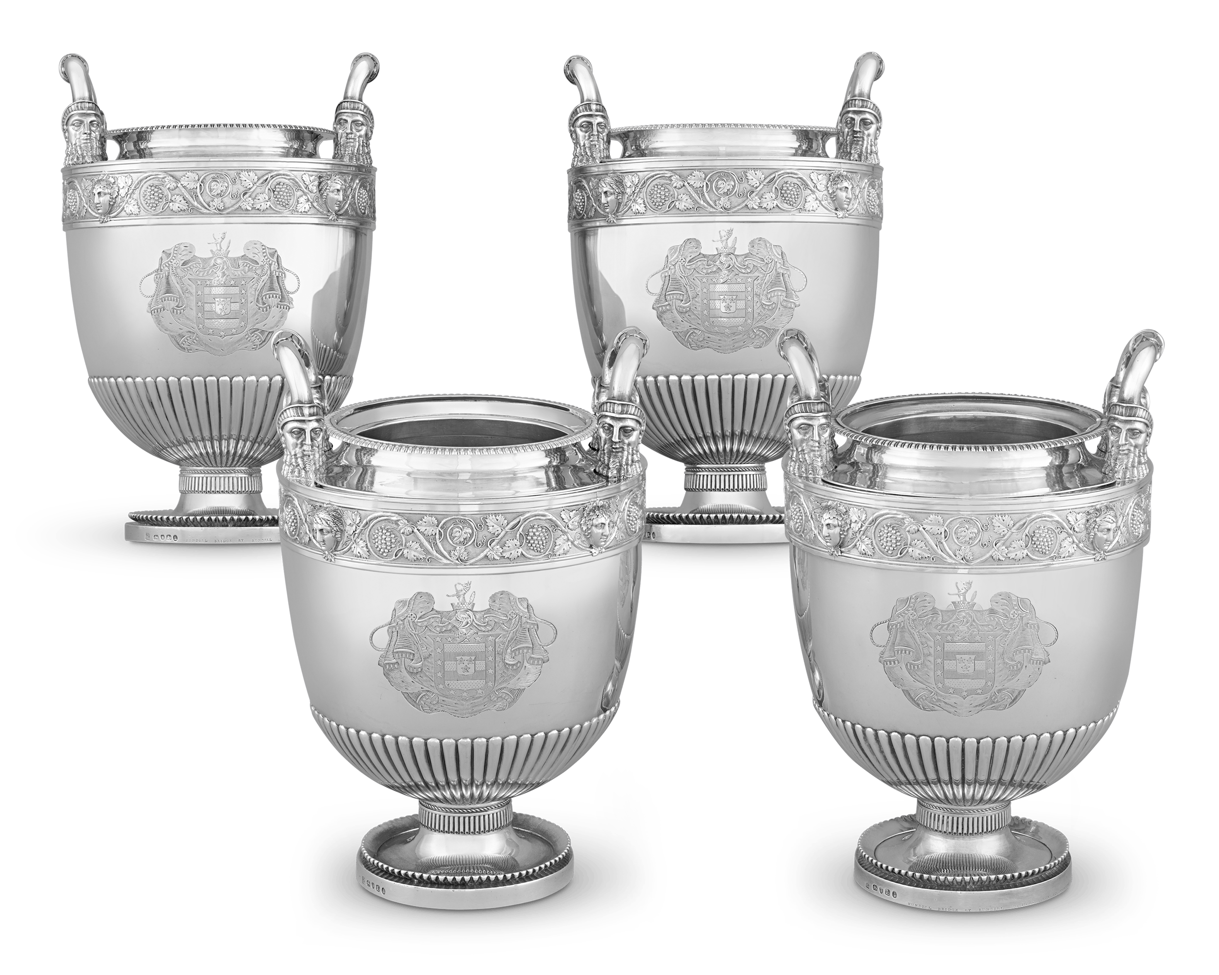 Set of Four George III Silver Wine Coolers by Rundell, Bridge & Rundell