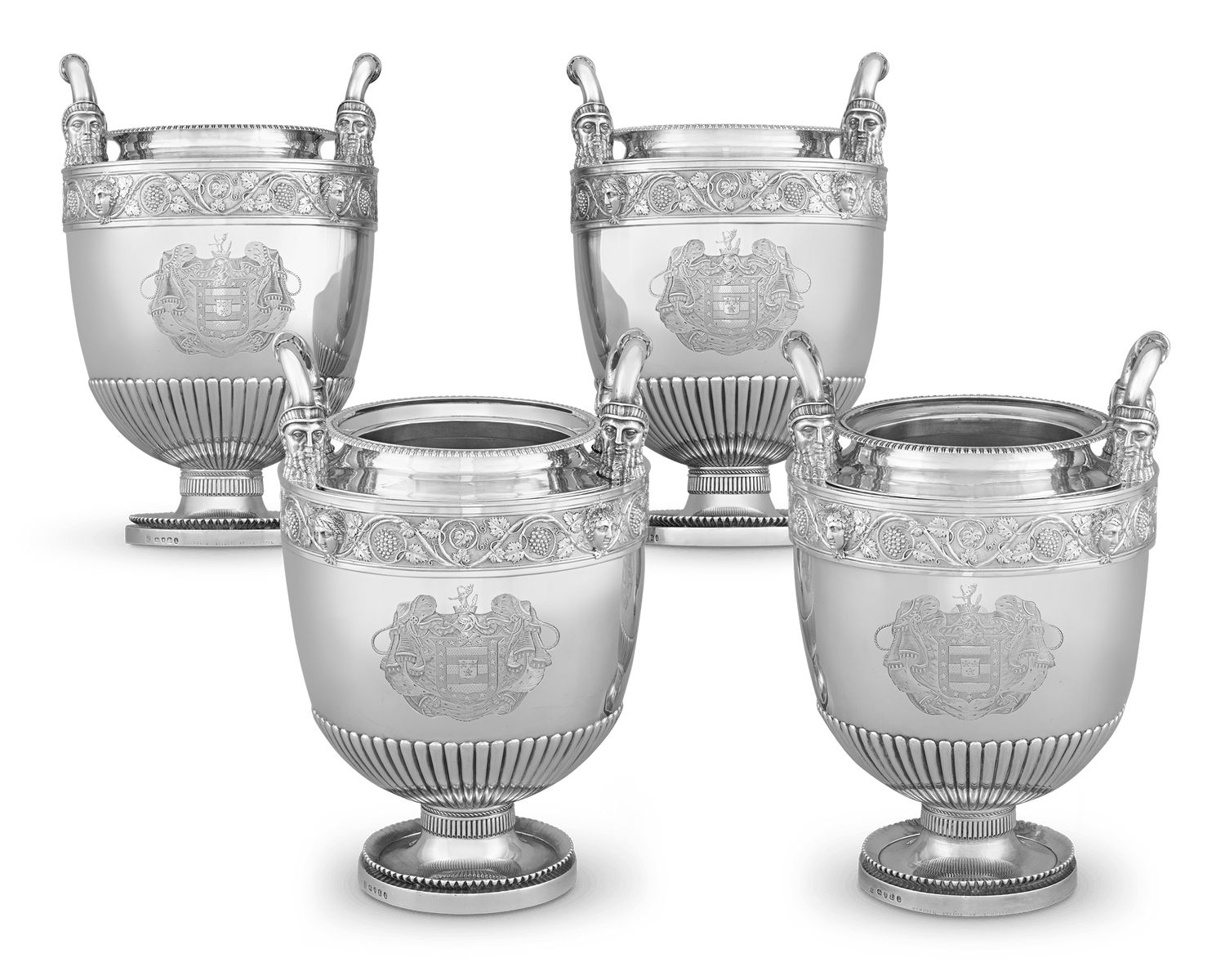 Set of Four George III Silver Wine Coolers by Rundell, Bridge & Rundell