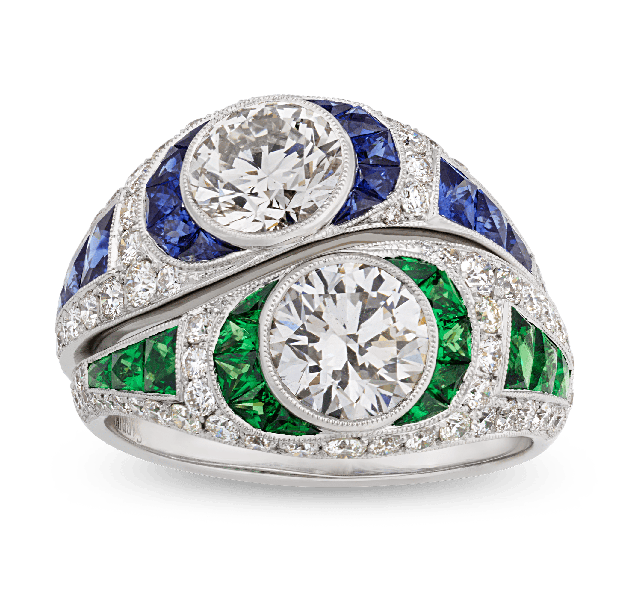 Art Deco-Style Double Diamond Ring, 2.90 Carats
