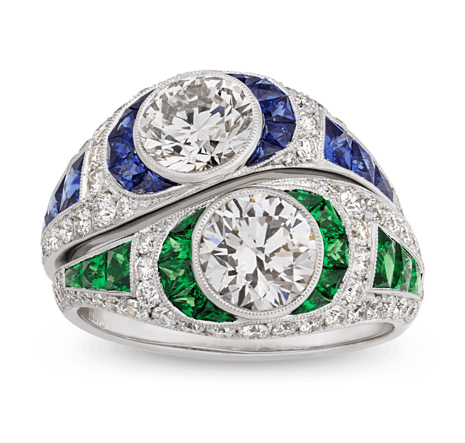 Art Deco-Style Double Diamond Ring, 2.90 Carats