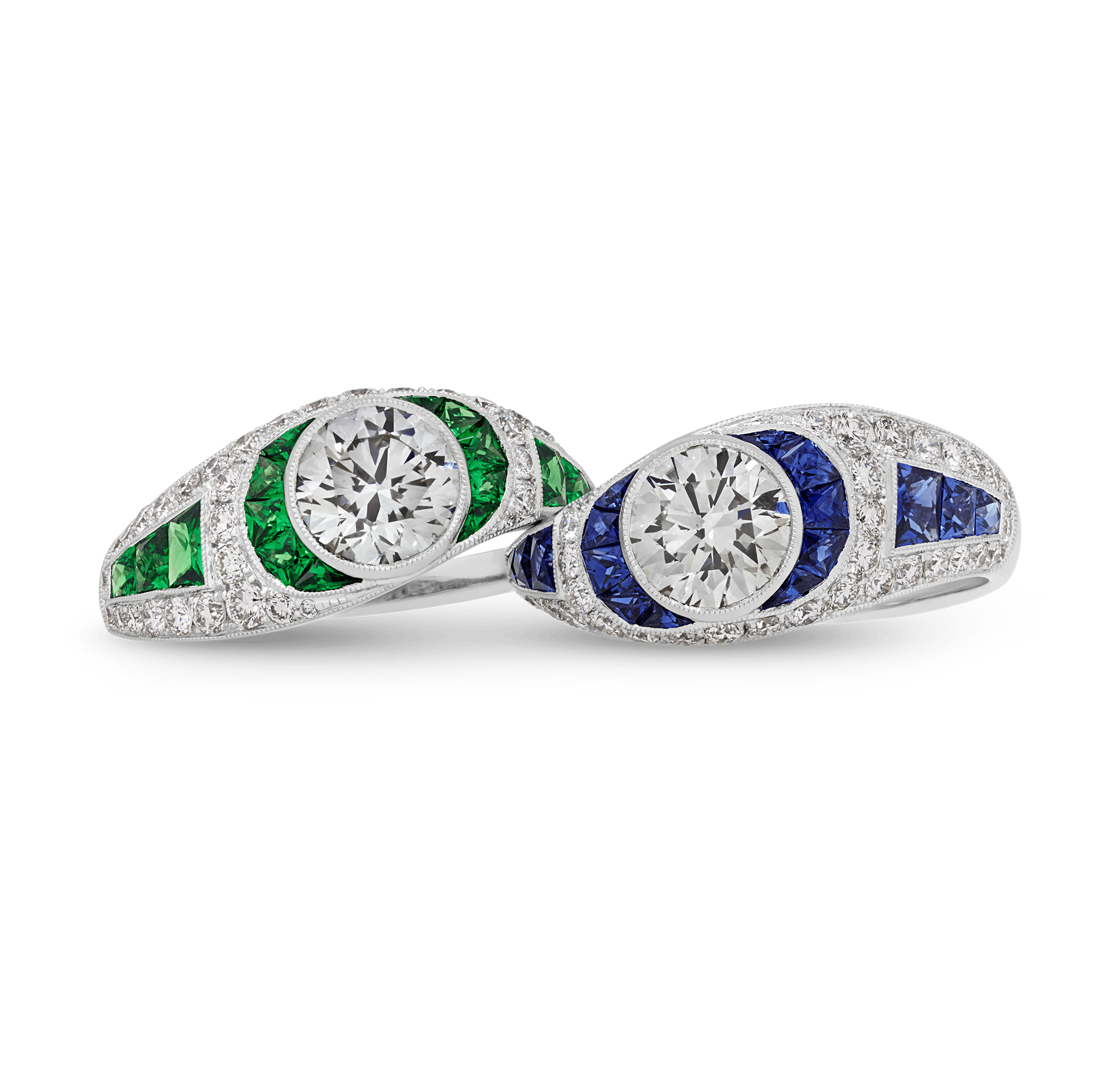 Art Deco-Style Double Diamond Ring, 2.90 Carats