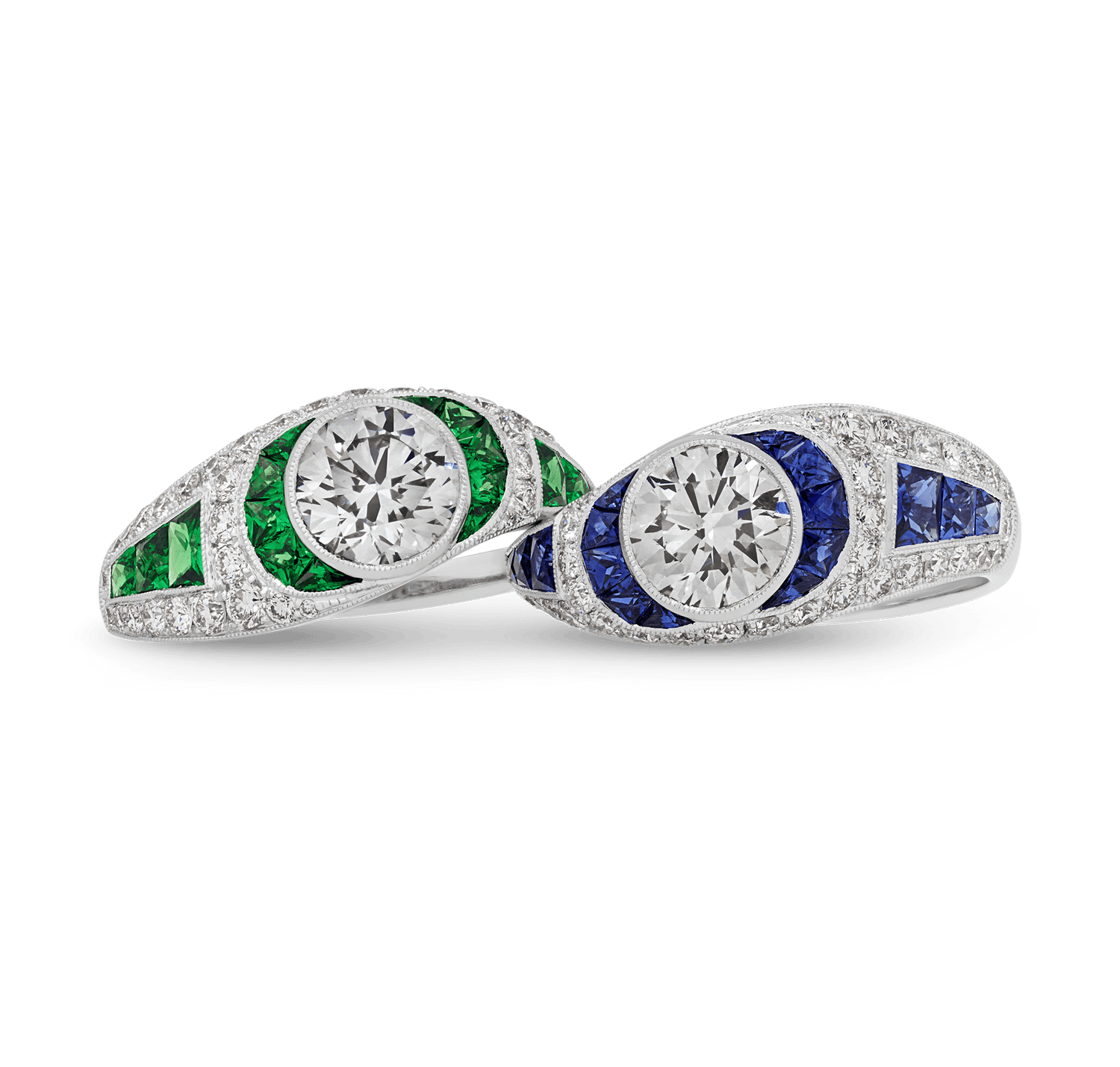 Art Deco-Style Double Diamond Ring, 2.90 Carats