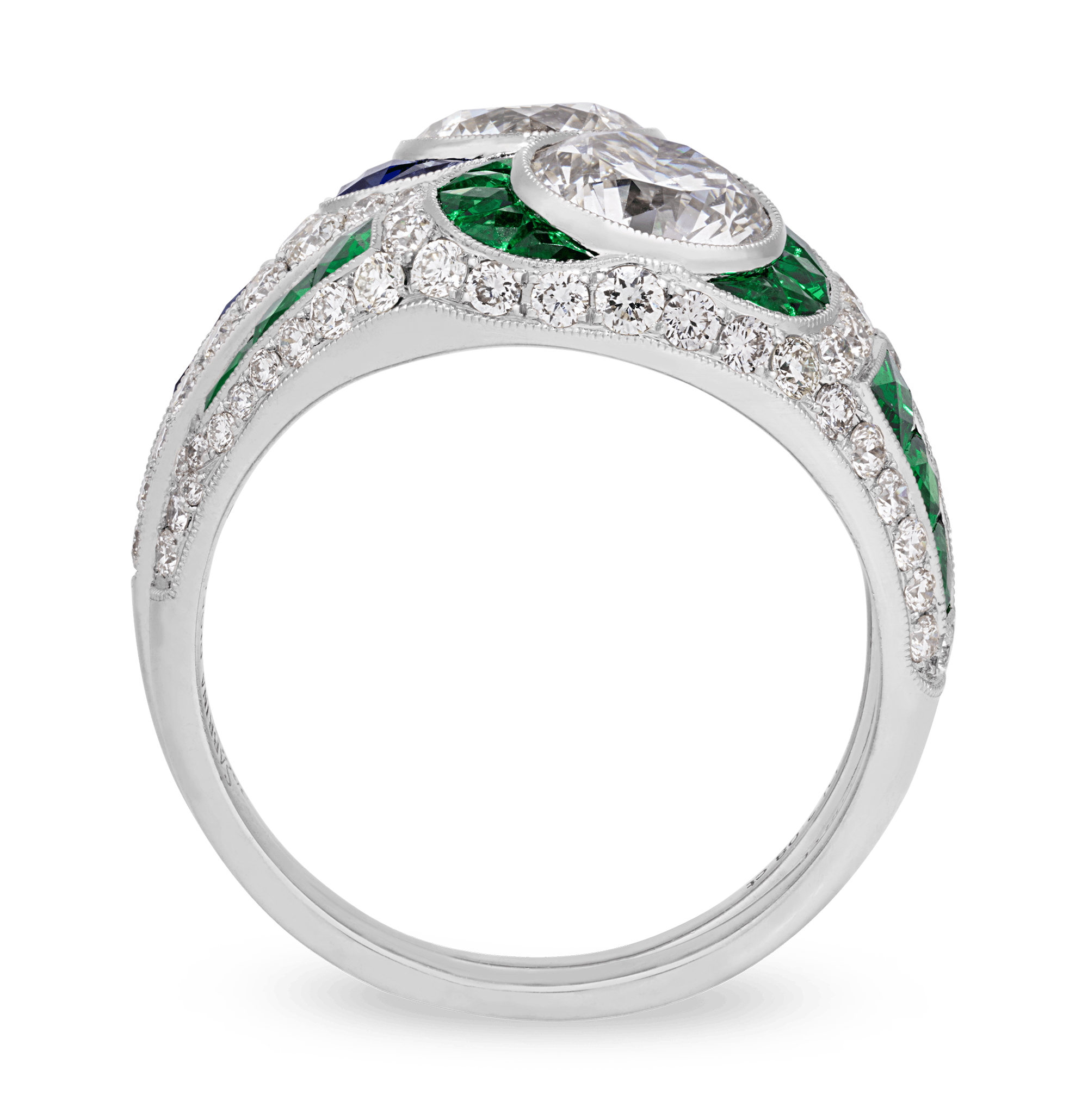 Art Deco-Style Double Diamond Ring, 2.90 Carats