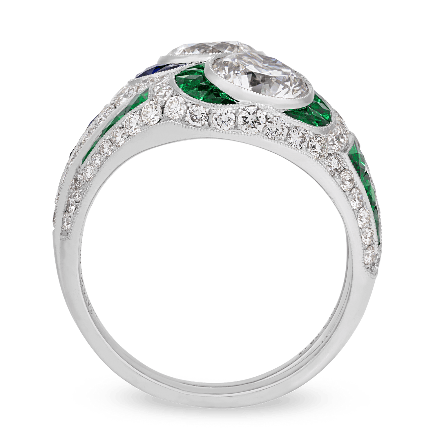 Art Deco-Style Double Diamond Ring, 2.90 Carats