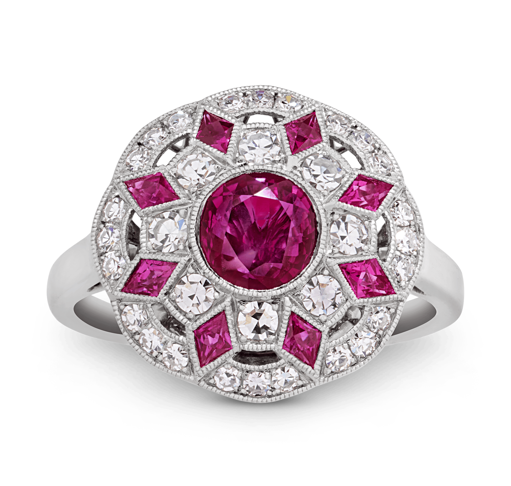 Art Deco-Style Ruby Ring, 1.68 Carats