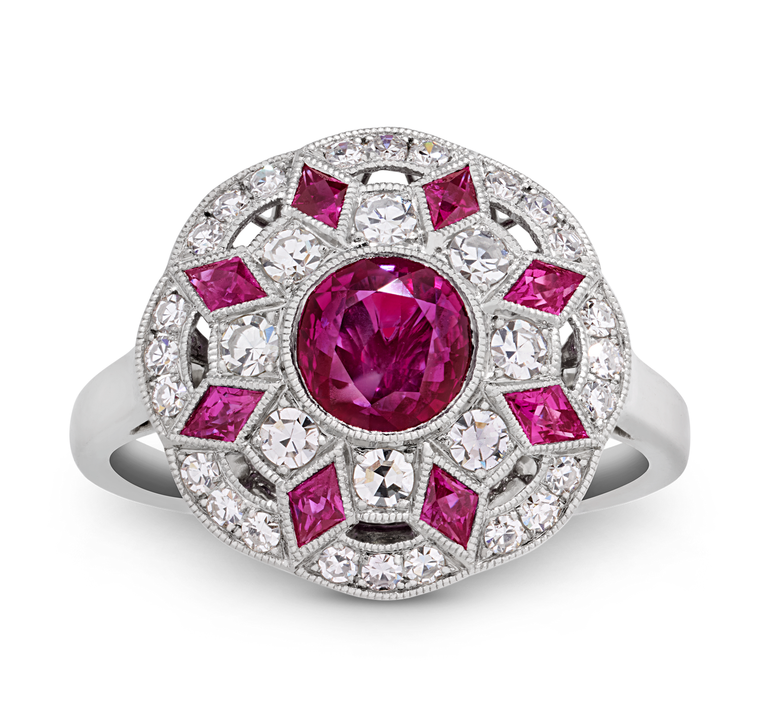 Art Deco-Style Ruby Ring, 1.68 Carats