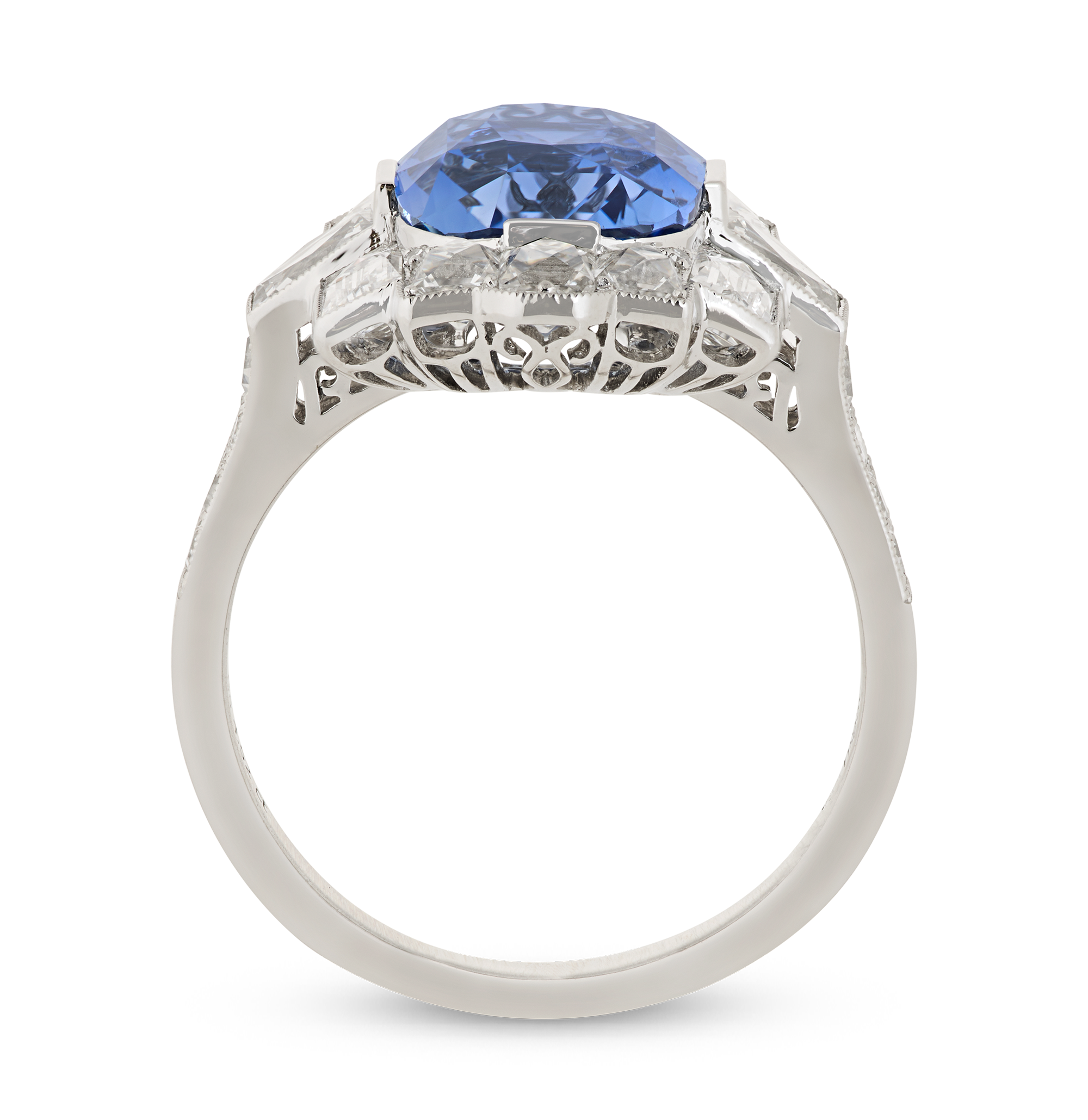 Art Deco-Style Sapphire Ring, 4.52 Carats