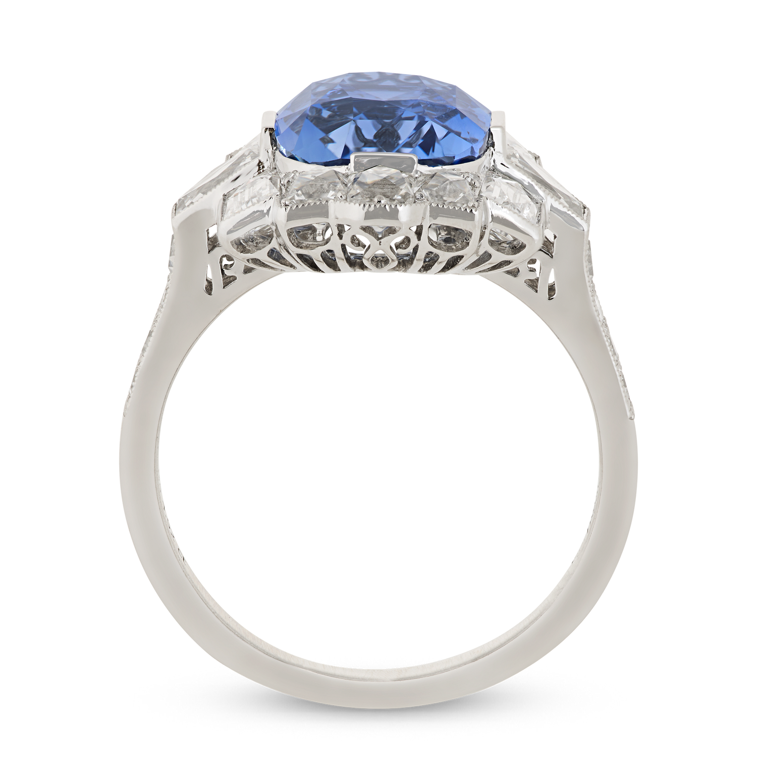 Art Deco-Style Sapphire Ring, 4.52 Carats