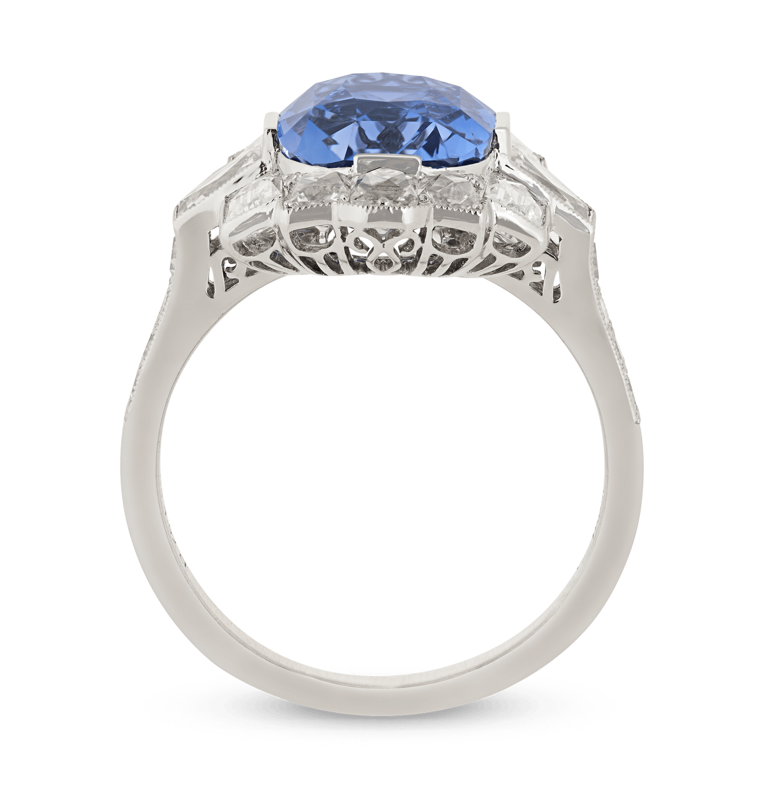 Art Deco-Style Sapphire Ring, 4.52 Carats