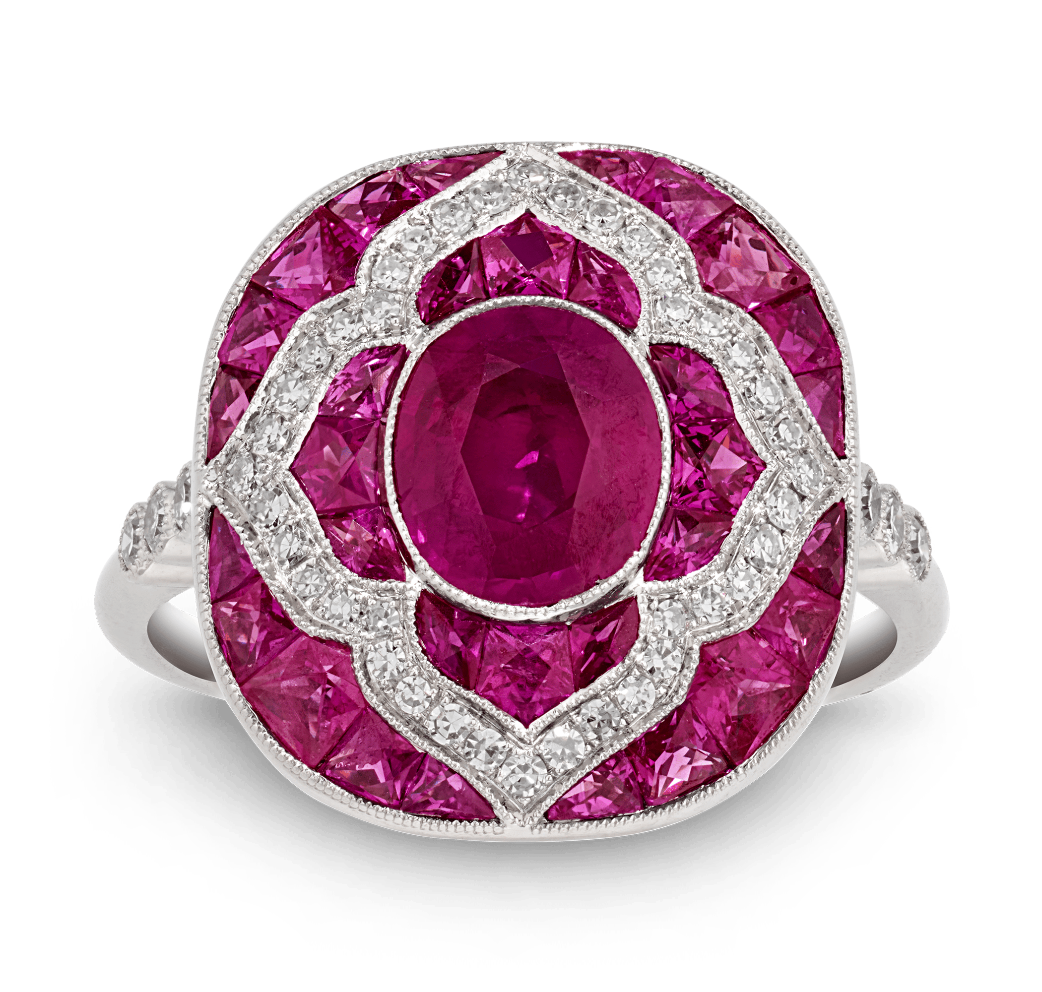 Art Deco-Style Ruby Ring, 2.40 Carats
