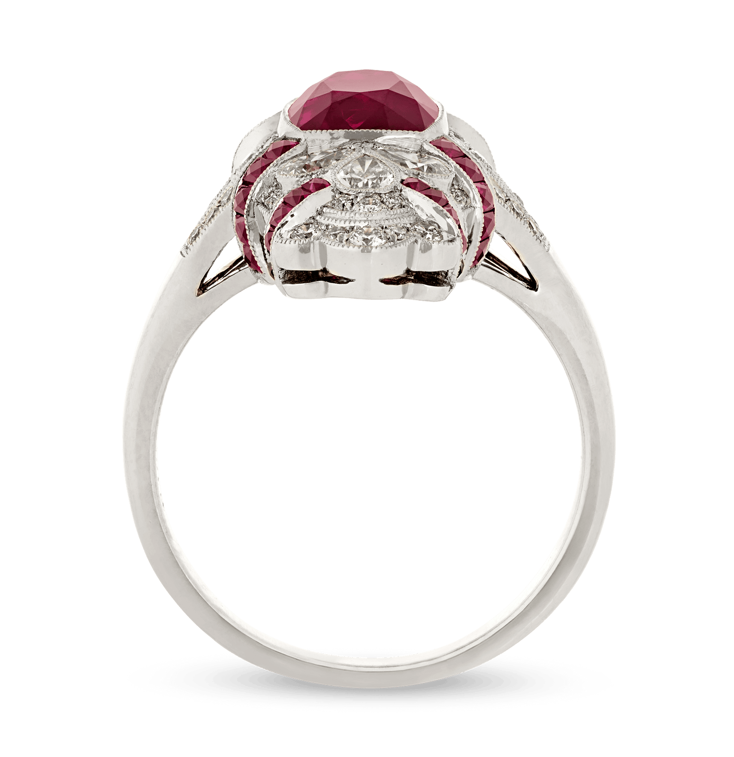 Art Deco-Style Untreated Burma Ruby Ring, 2.71 Carats
