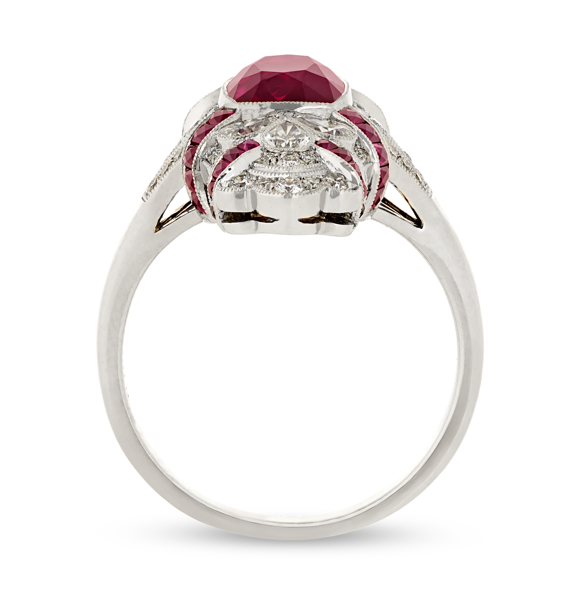 Art Deco-Style Untreated Burma Ruby Ring, 2.71 Carats