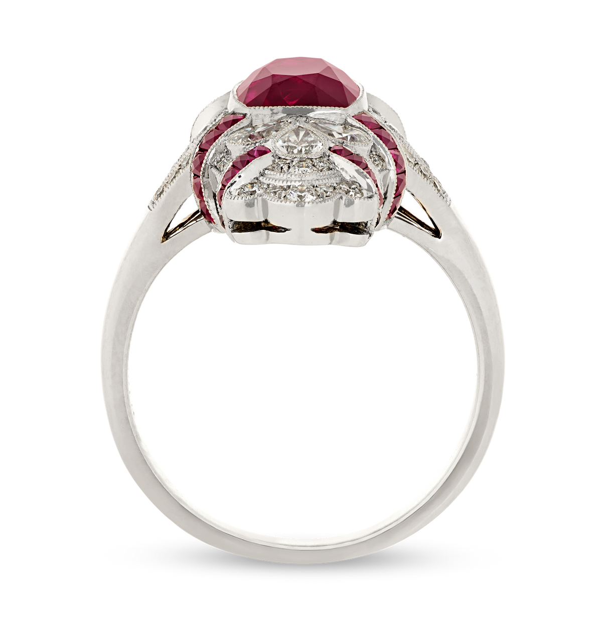Art Deco-Style Untreated Burma Ruby Ring, 2.71 Carats