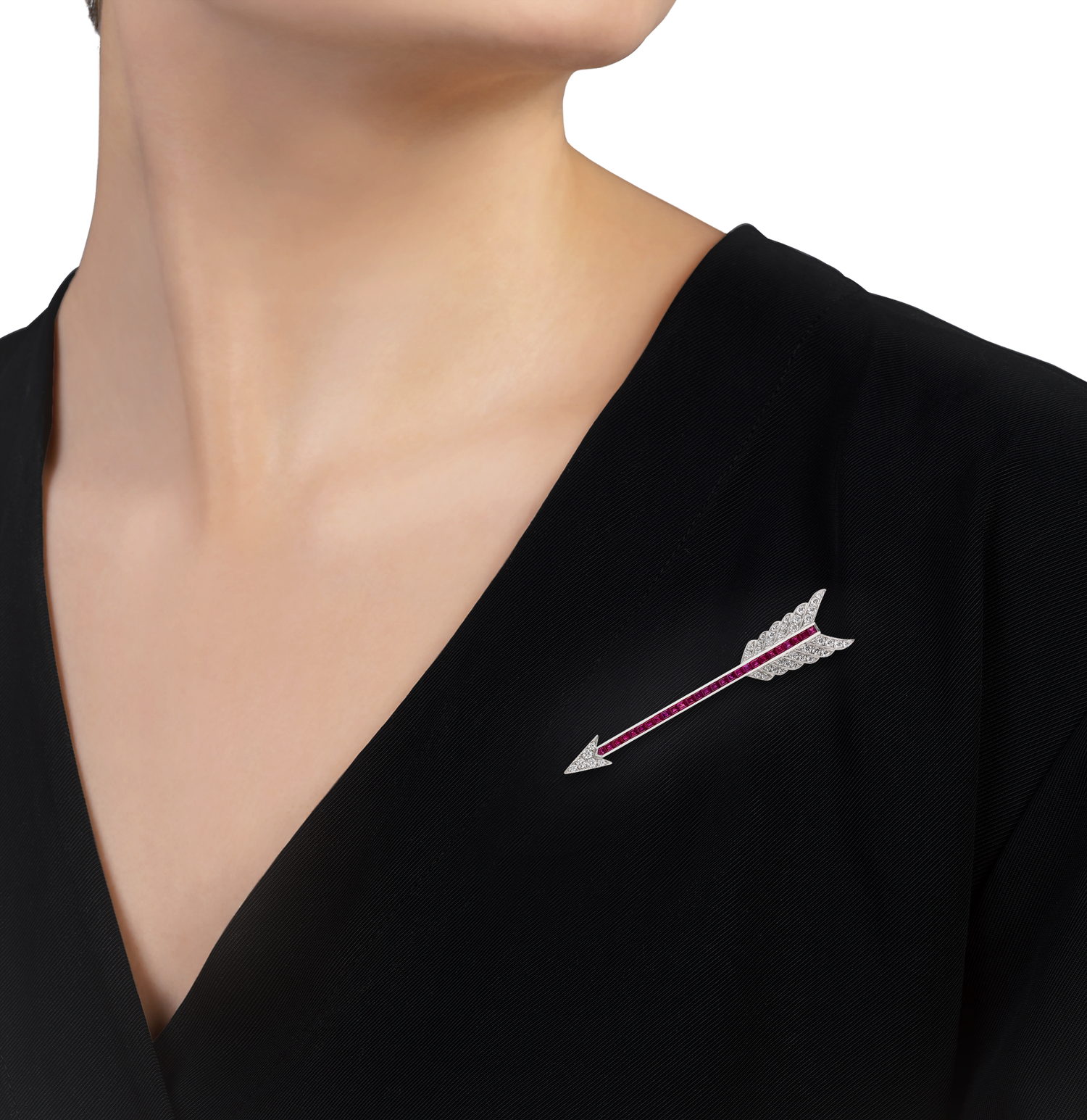 Oscar Heyman Ruby and Diamond Arrow Brooch