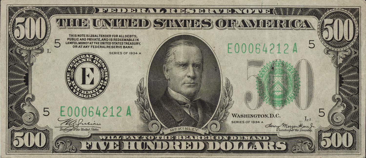 $500 Federal Reserve Note, PMG 30