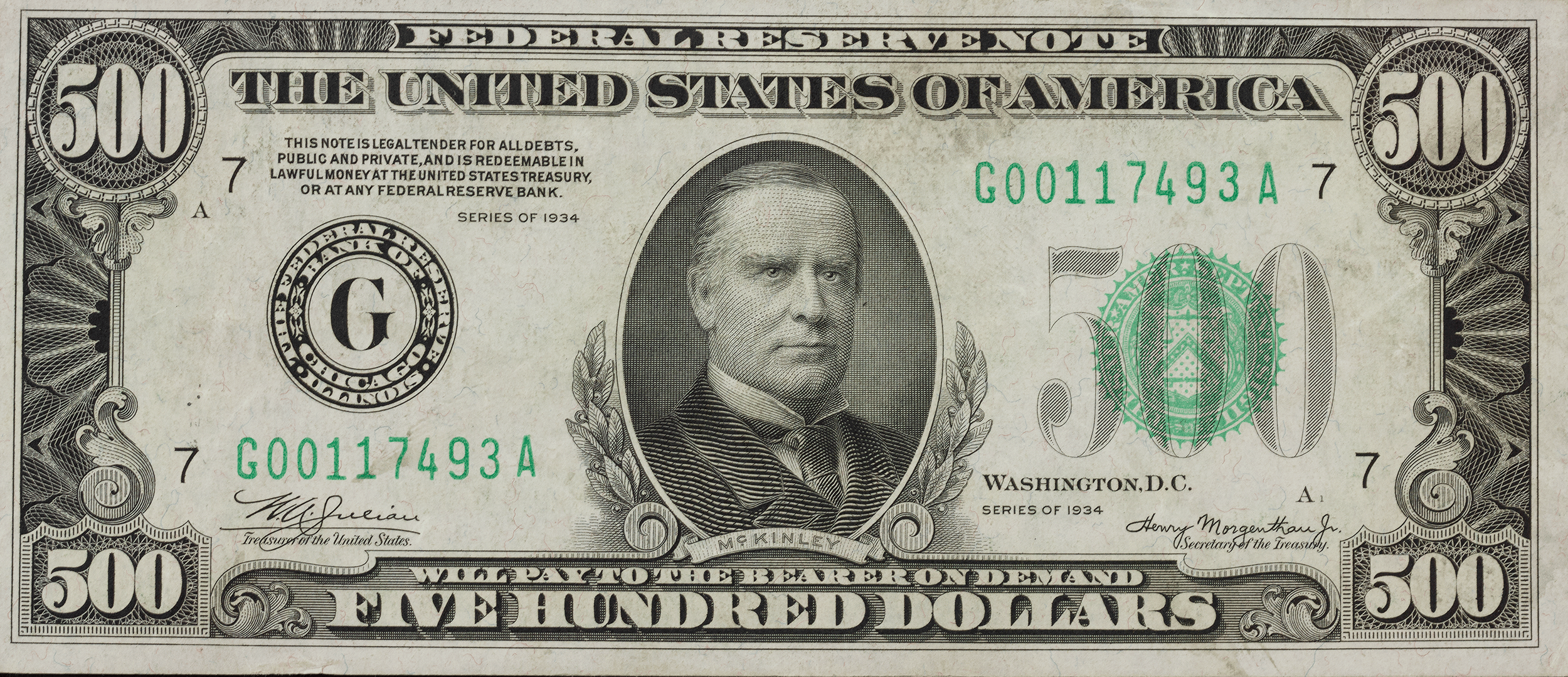 Federal Reserve 1934 $500 Note, Chicago PMG 35