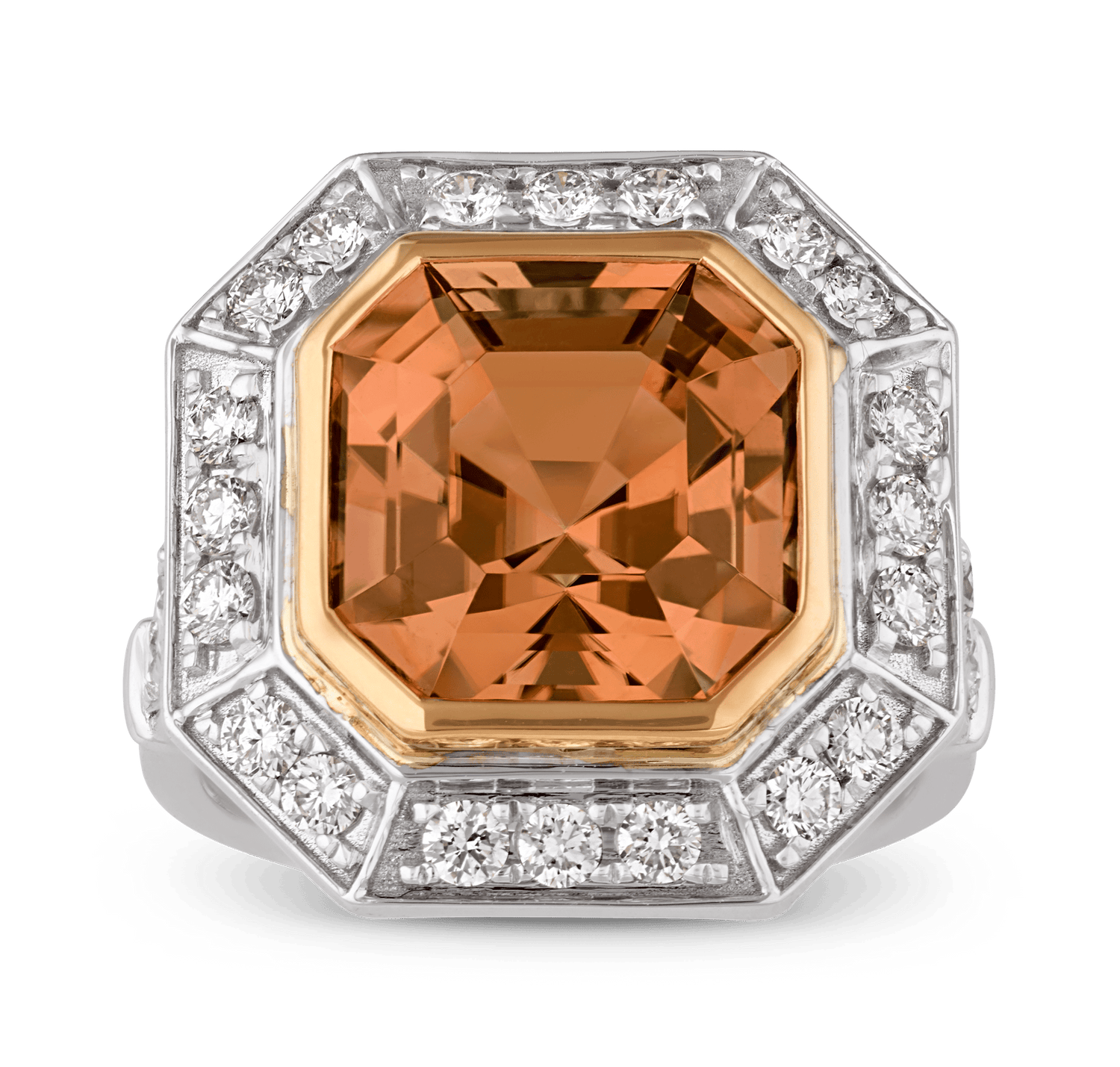Asscher Cut Peach Tourmaline Ring, 7.07 Carats
