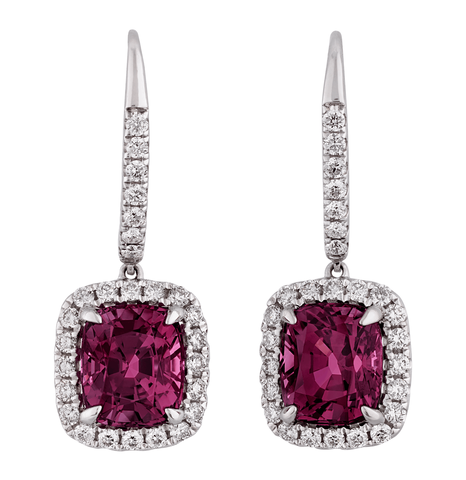Burma Purple Spinel Earrings, 6.04 Carats