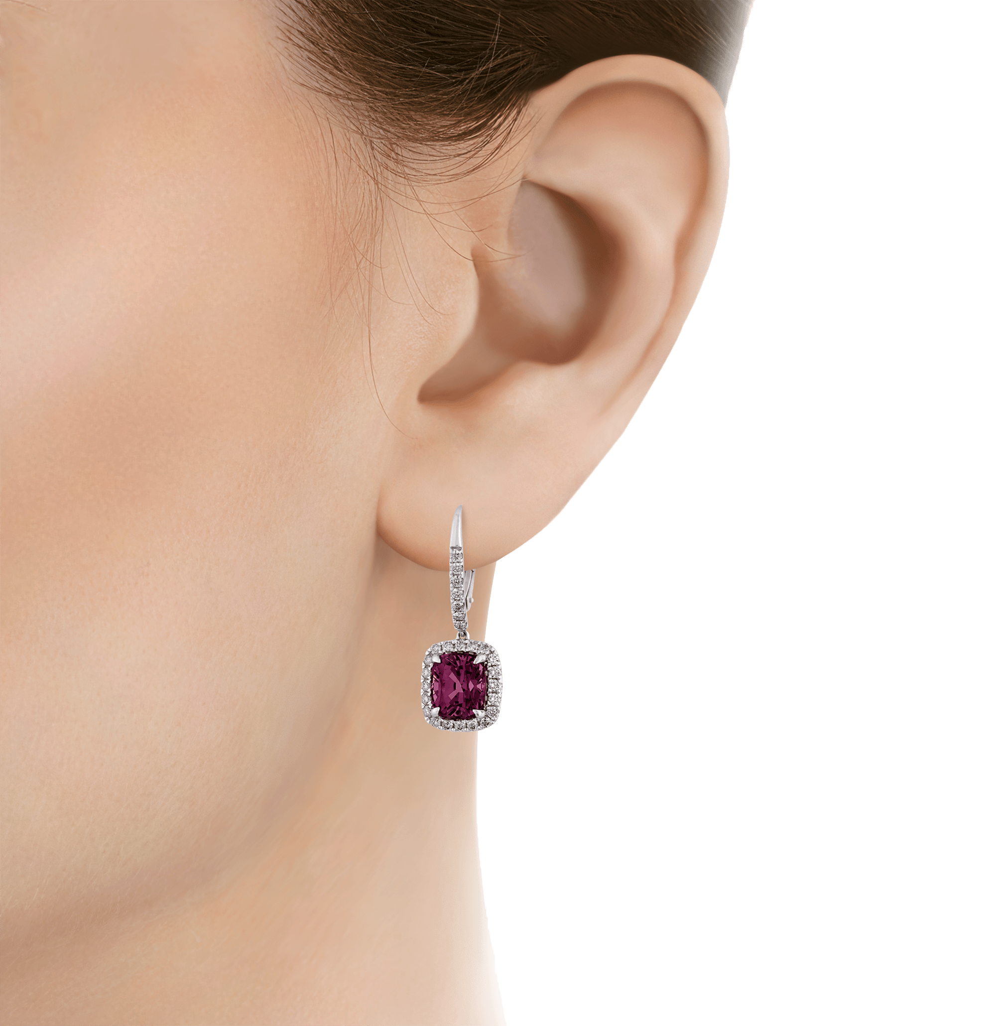 Burma Purple Spinel Earrings, 6.04 Carats