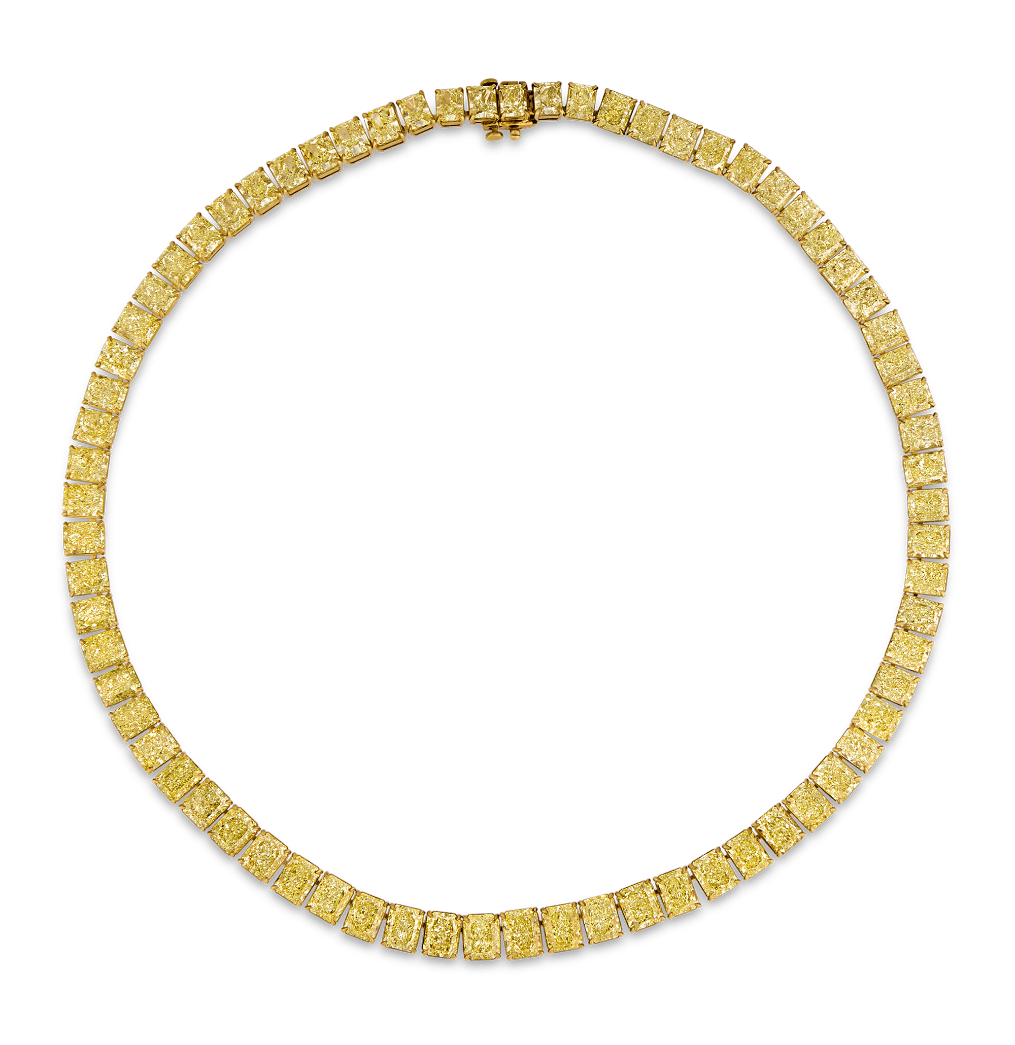 Fancy Yellow Diamond Riviera Necklace, 79.30 Carats