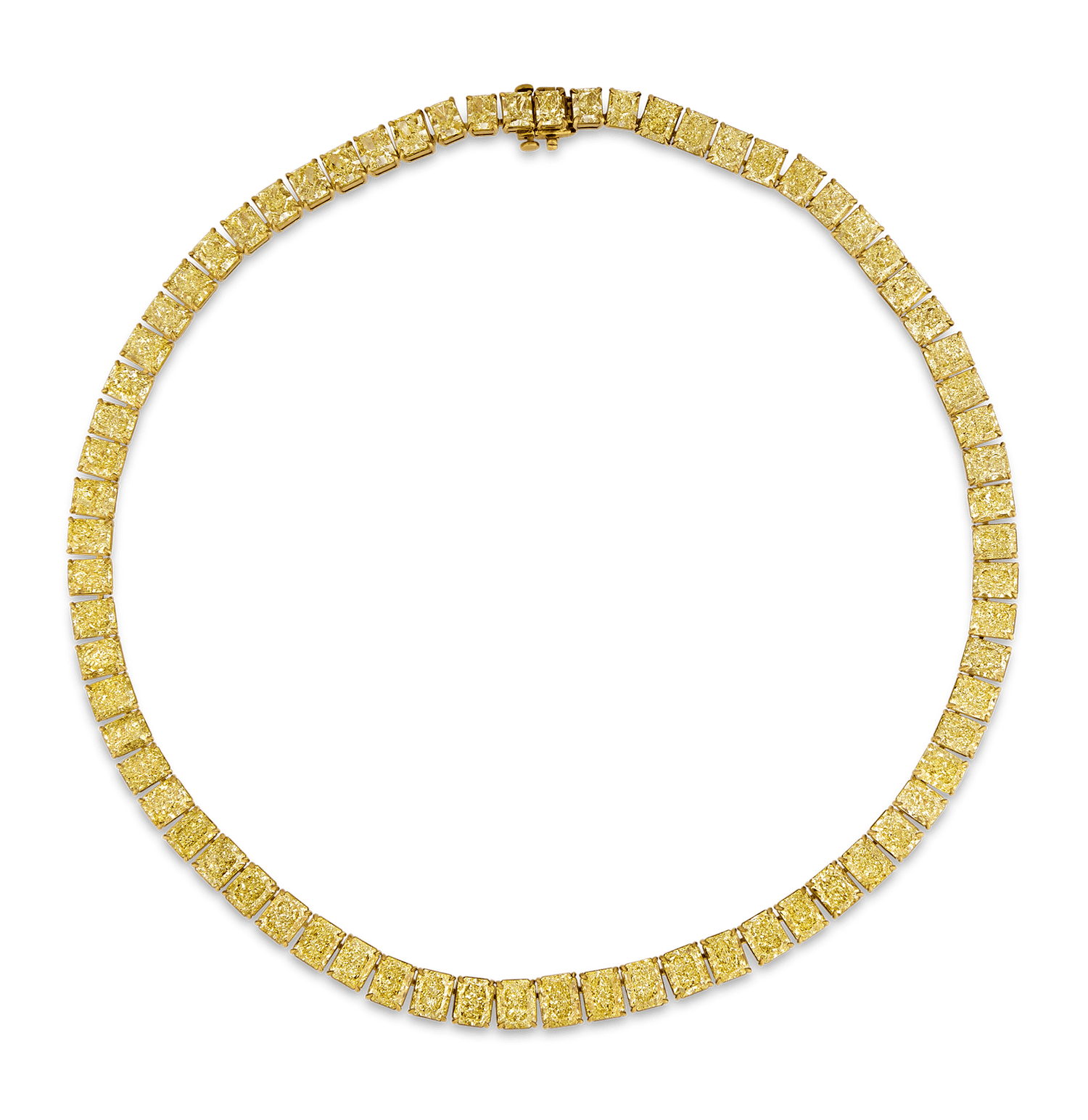 Fancy Yellow Diamond Riviera Necklace, 79.30 Carats