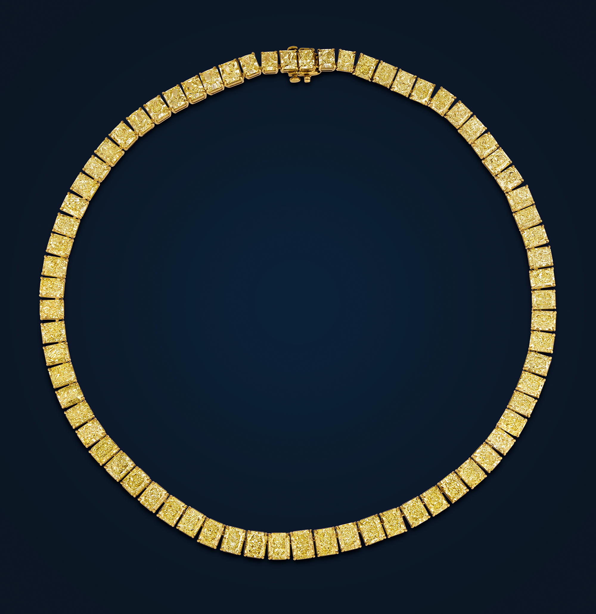 Fancy Yellow Diamond Riviera Necklace, 79.30 Carats