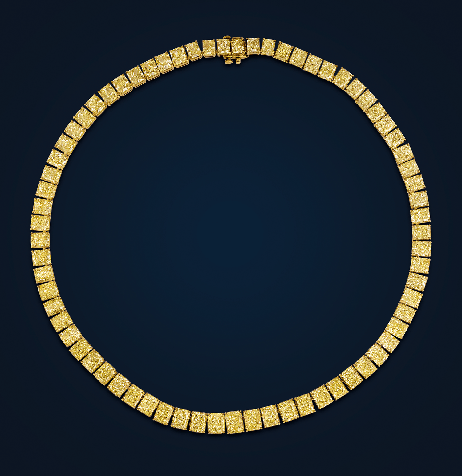 Fancy Yellow Diamond Riviera Necklace, 79.30 Carats